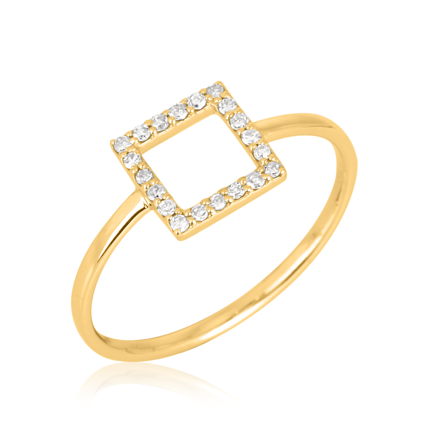 Yellow Gold Square Diamond Ring