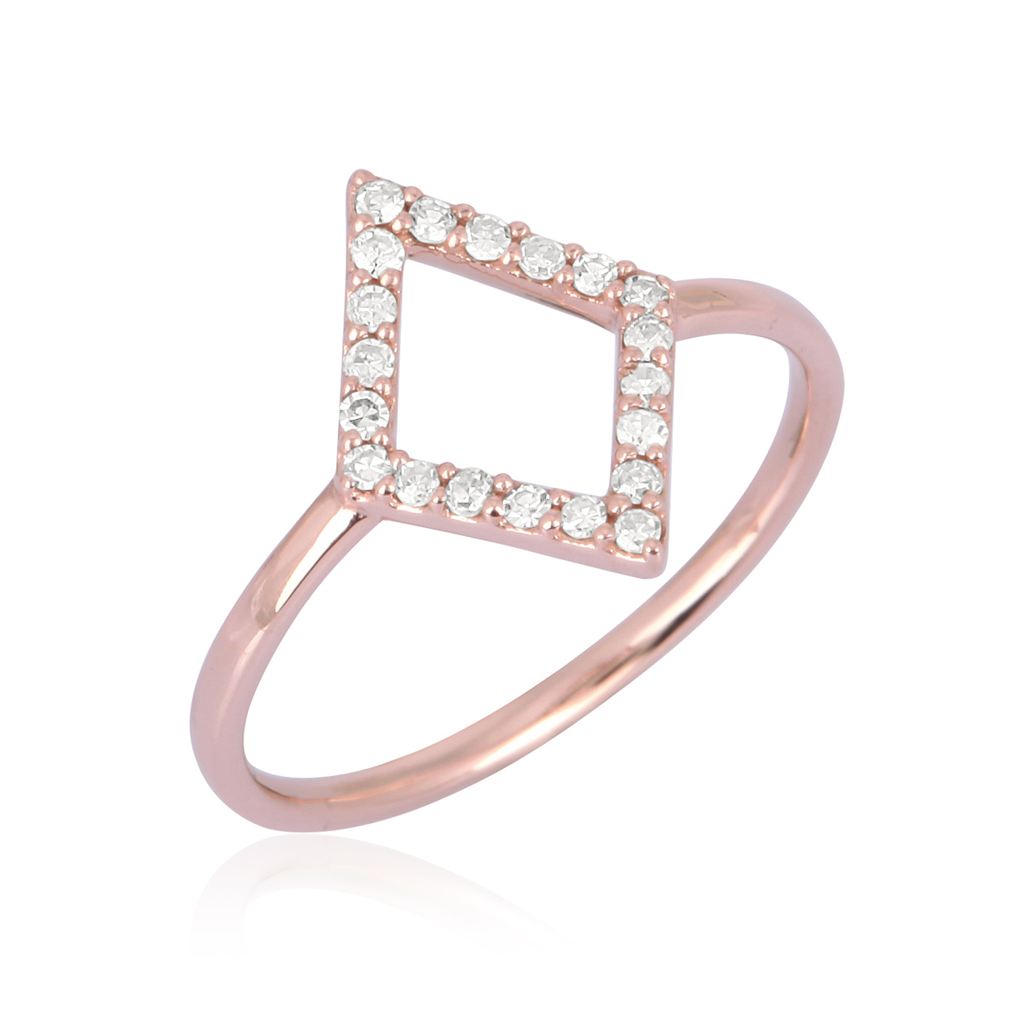 Rose Gold Kite Shape Diamond Ring