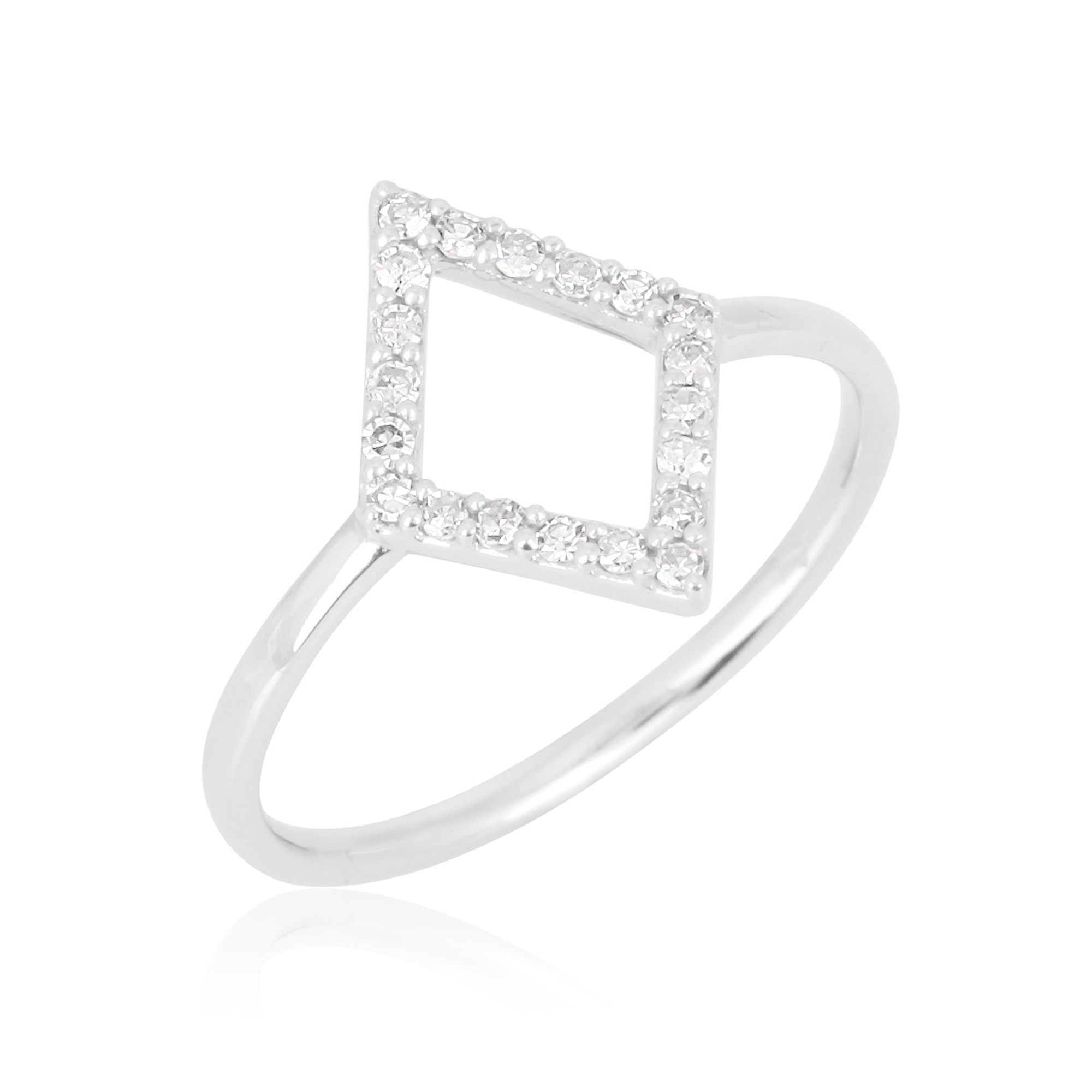 White Gold Kite Shape Diamond Ring