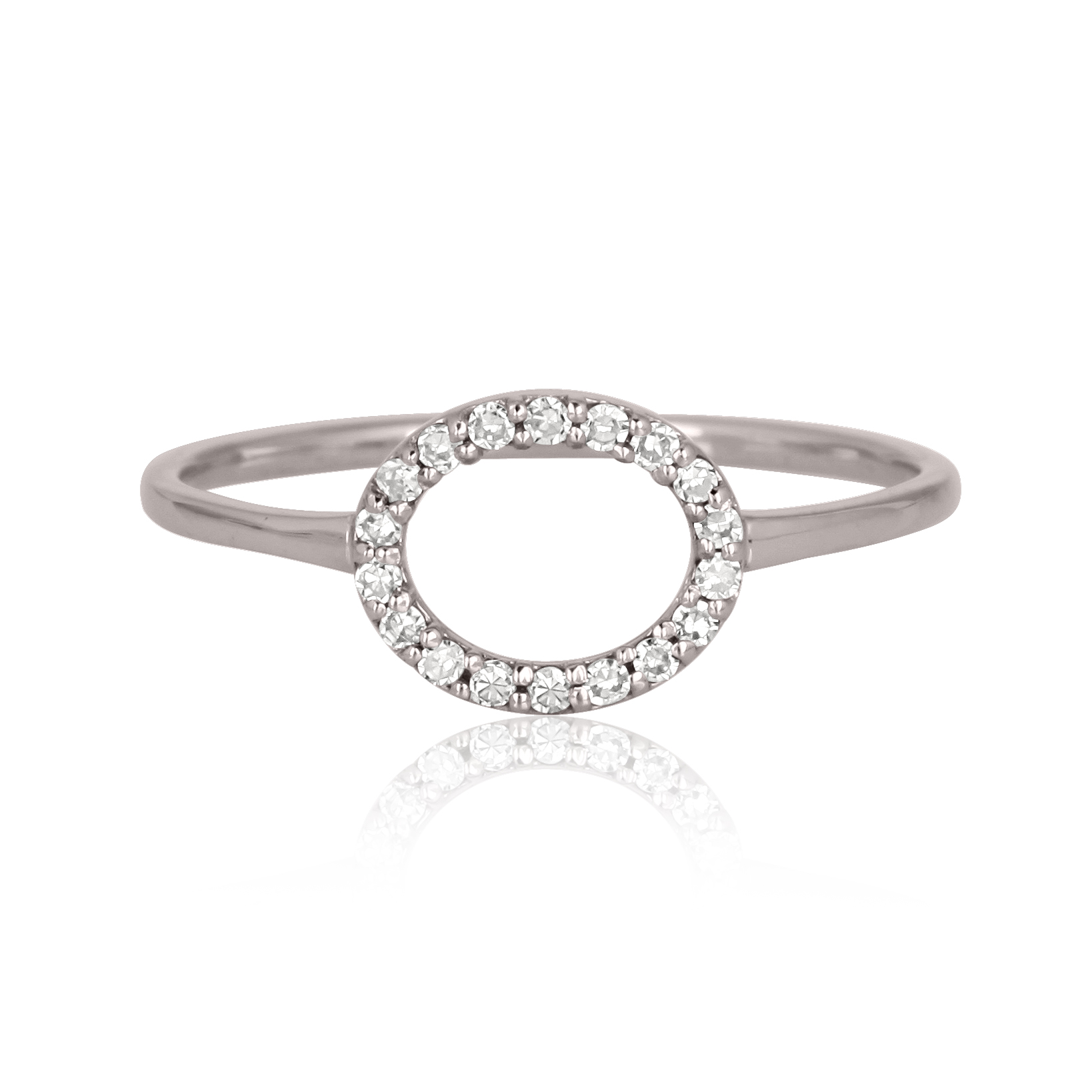 Sterling Silver Single Line Diamond Oval Ring