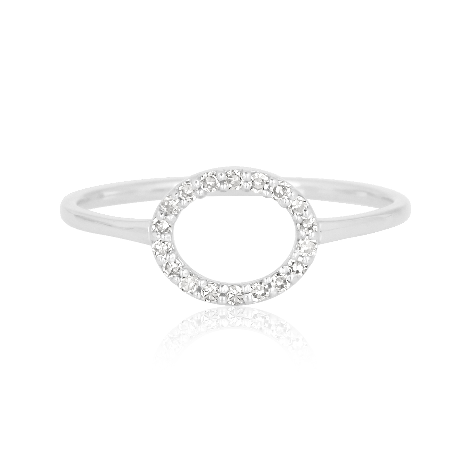 White Gold Single Line Diamond Oval Ring