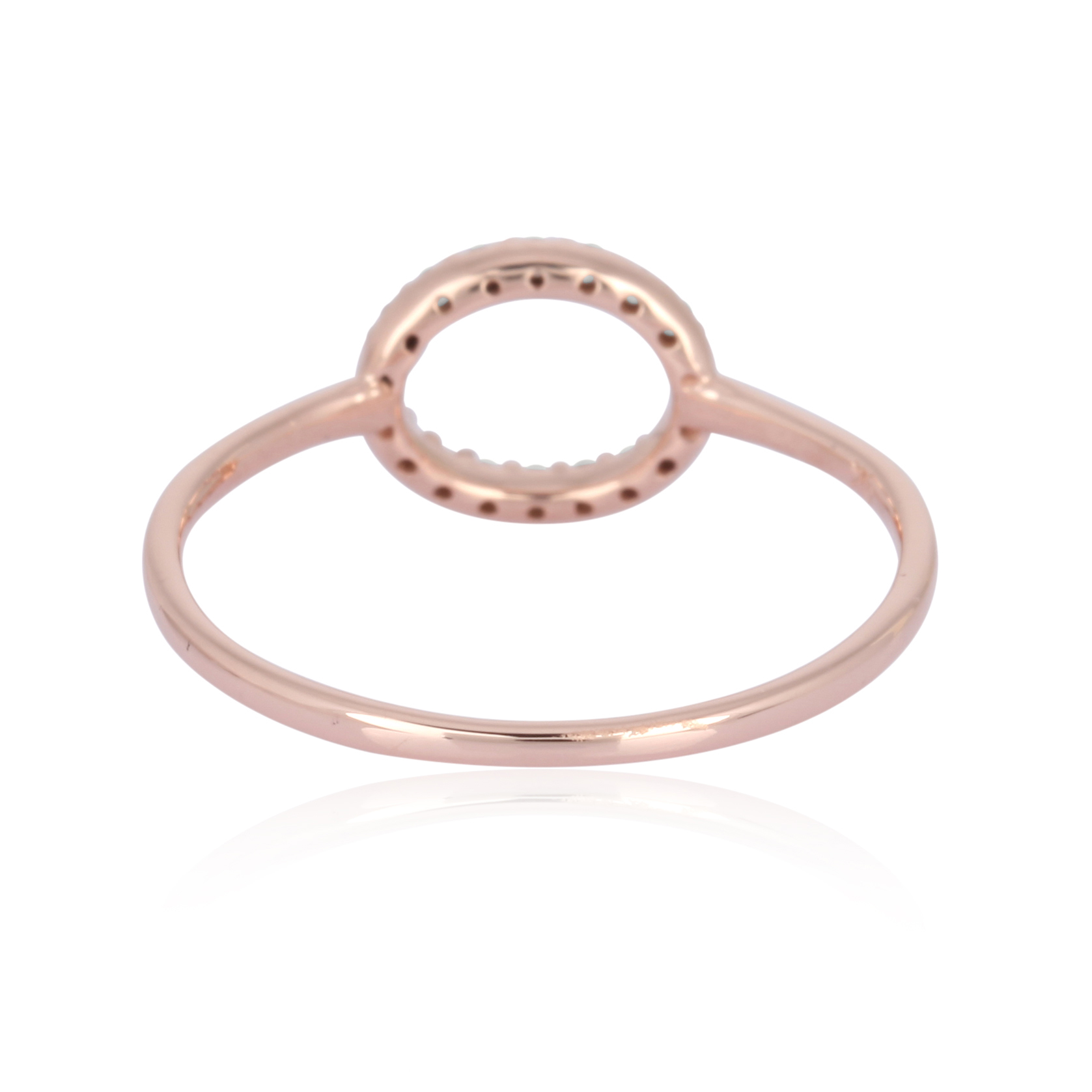 Rose Gold Single Line Diamond Oval Ring