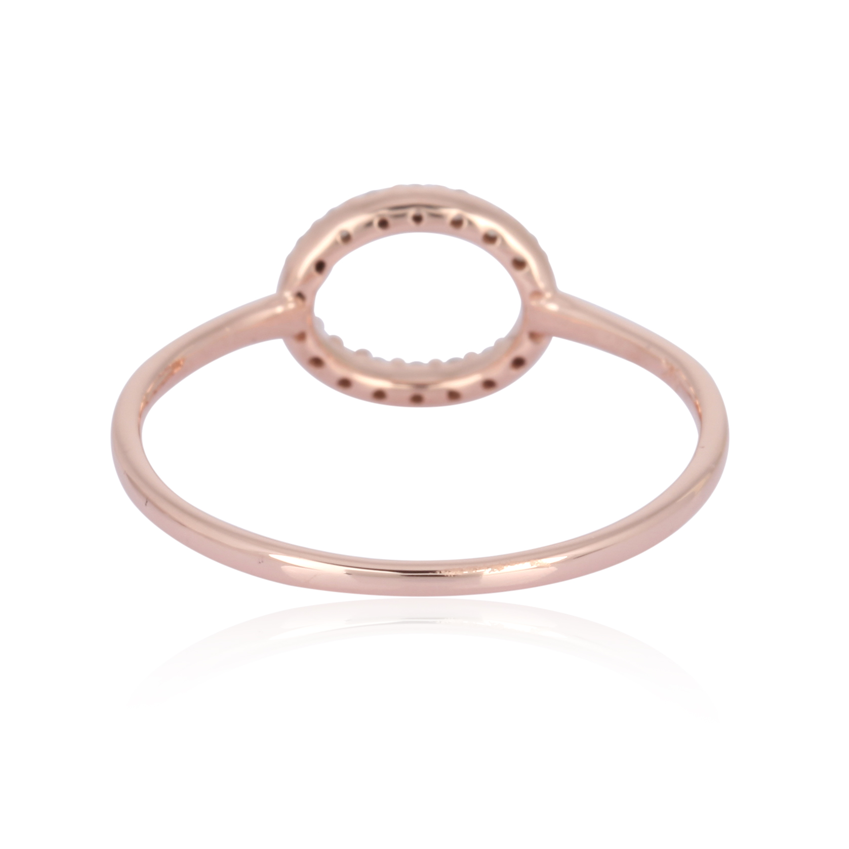 Sterling Silver Single Line Diamond Oval Ring