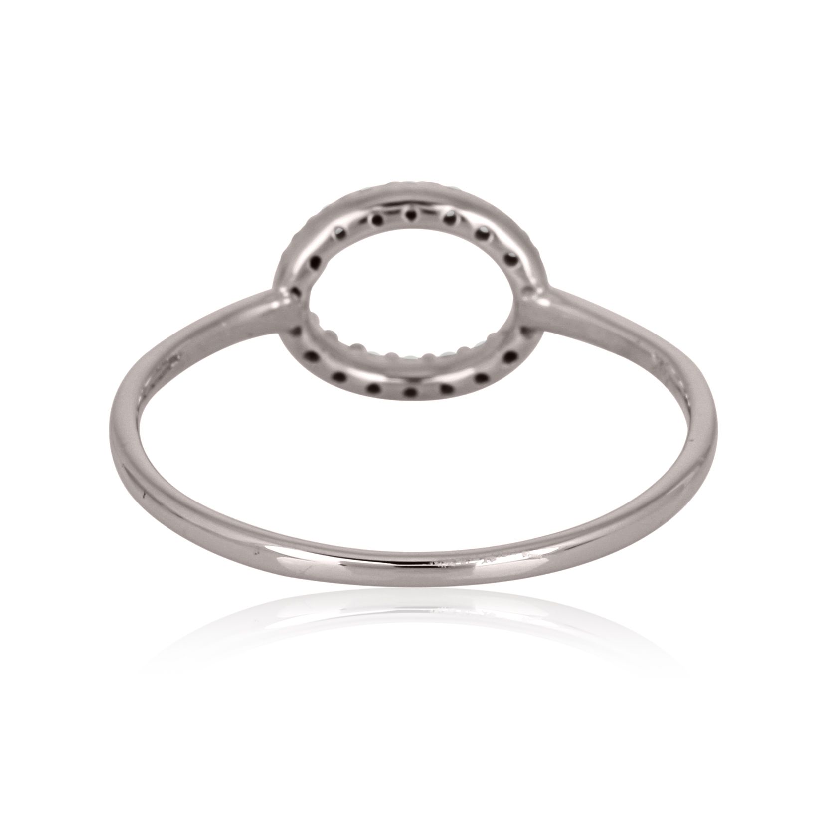 Sterling Silver Single Line Diamond Oval Ring