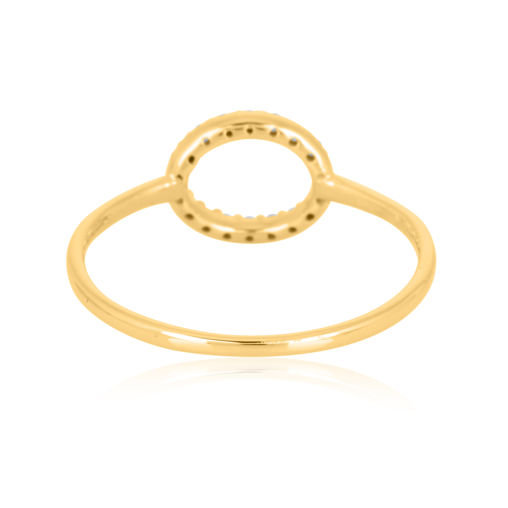 Yellow Gold Single Line Diamond Oval Ring