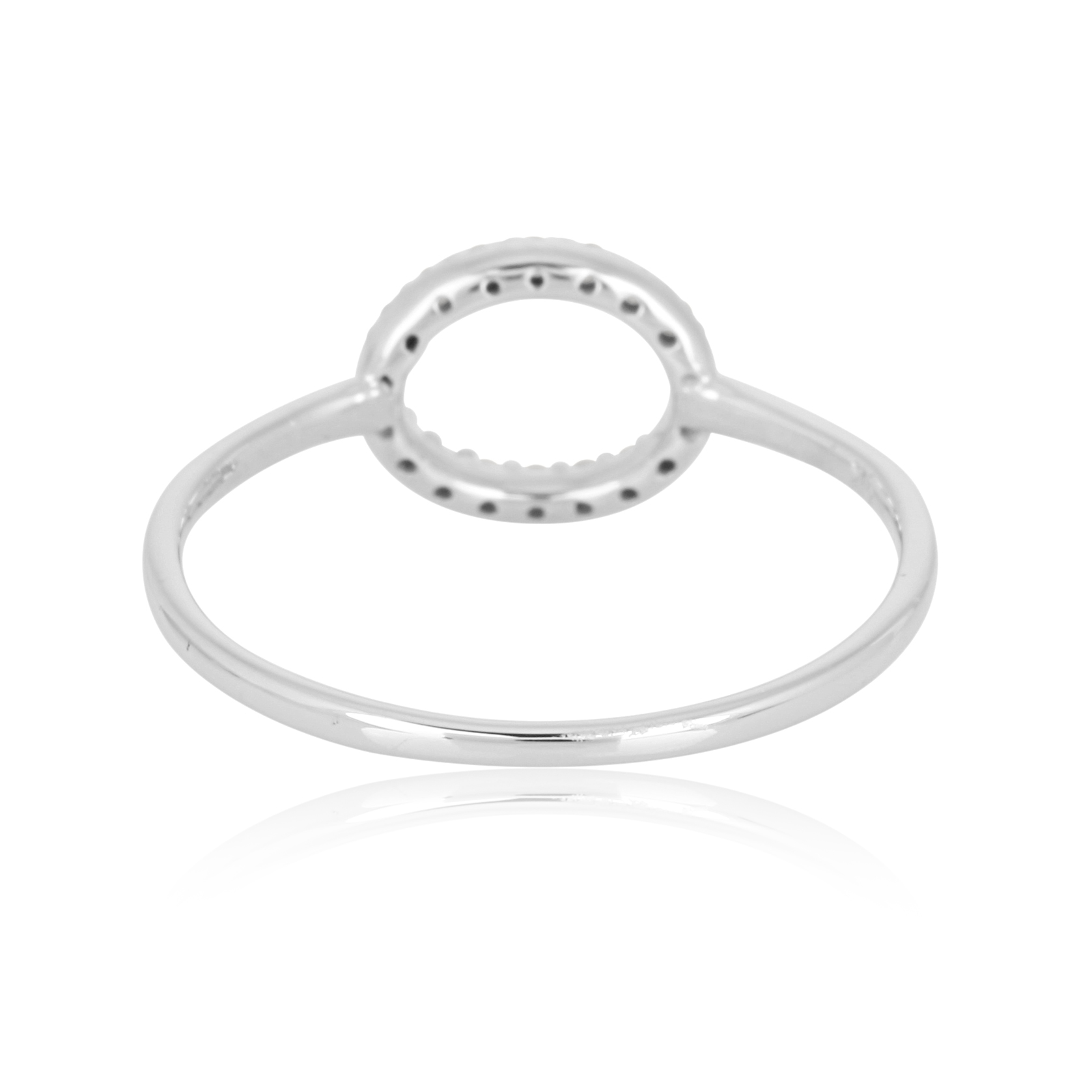 Sterling Silver Single Line Diamond Oval Ring
