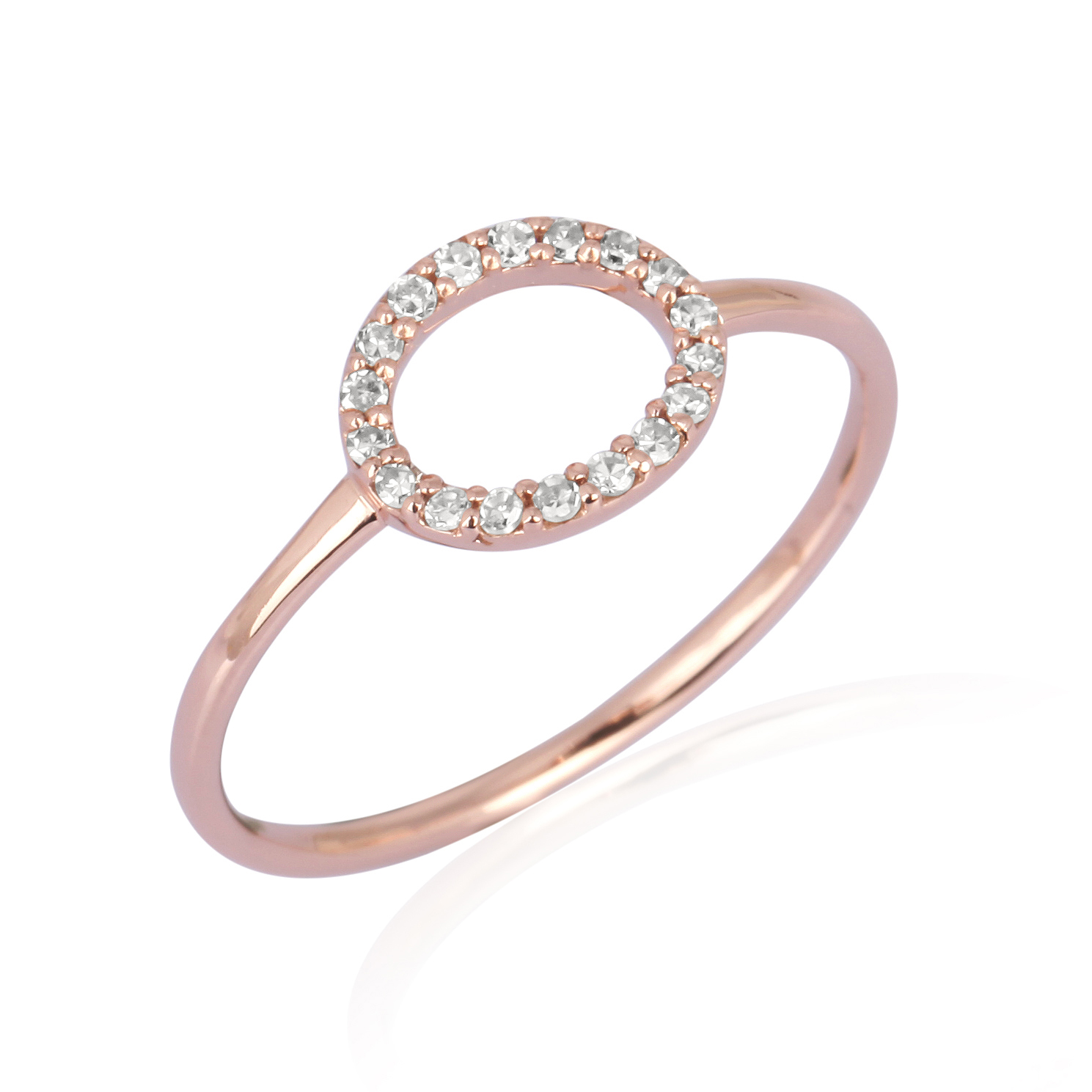Rose Gold Single Line Diamond Oval Ring