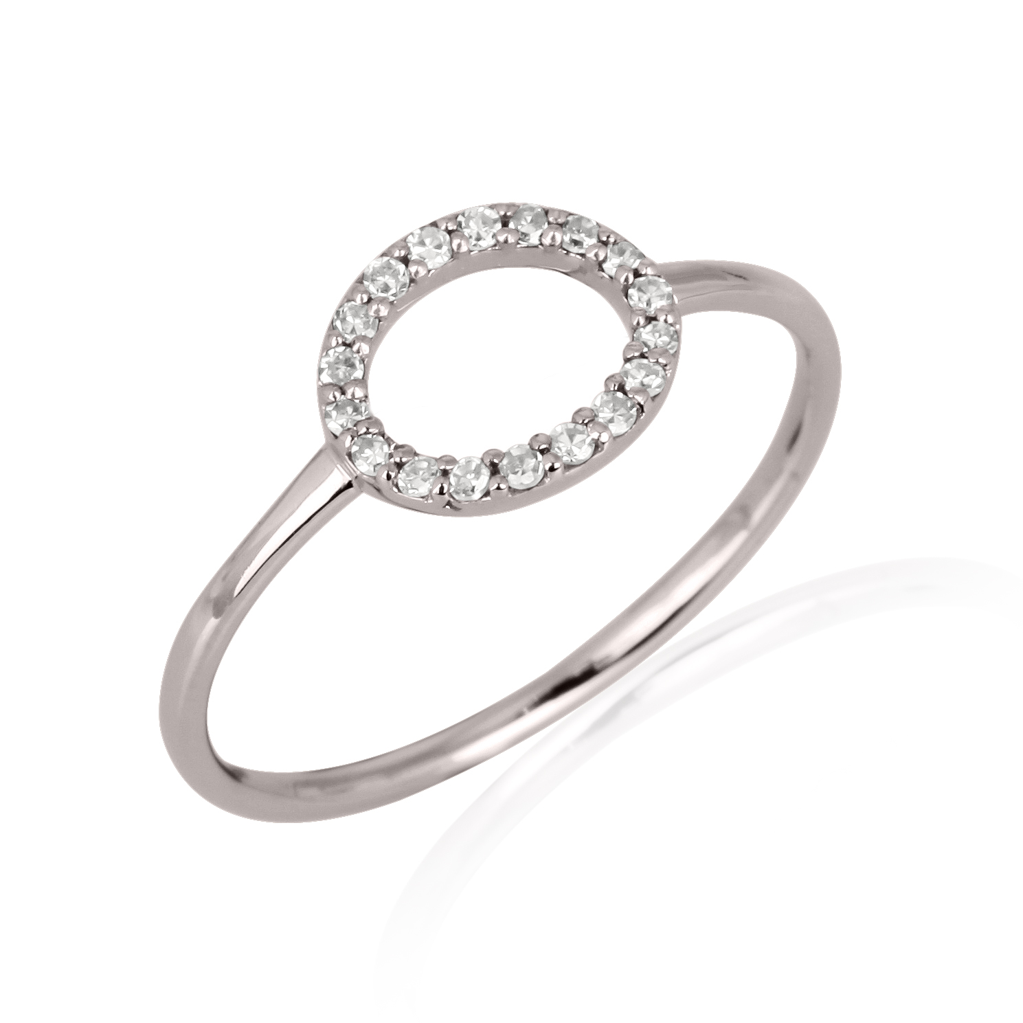 Sterling Silver Single Line Diamond Oval Ring