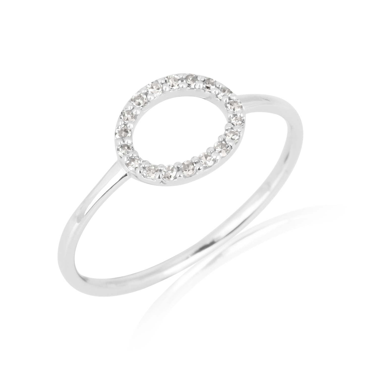 White Gold Single Line Diamond Oval Ring