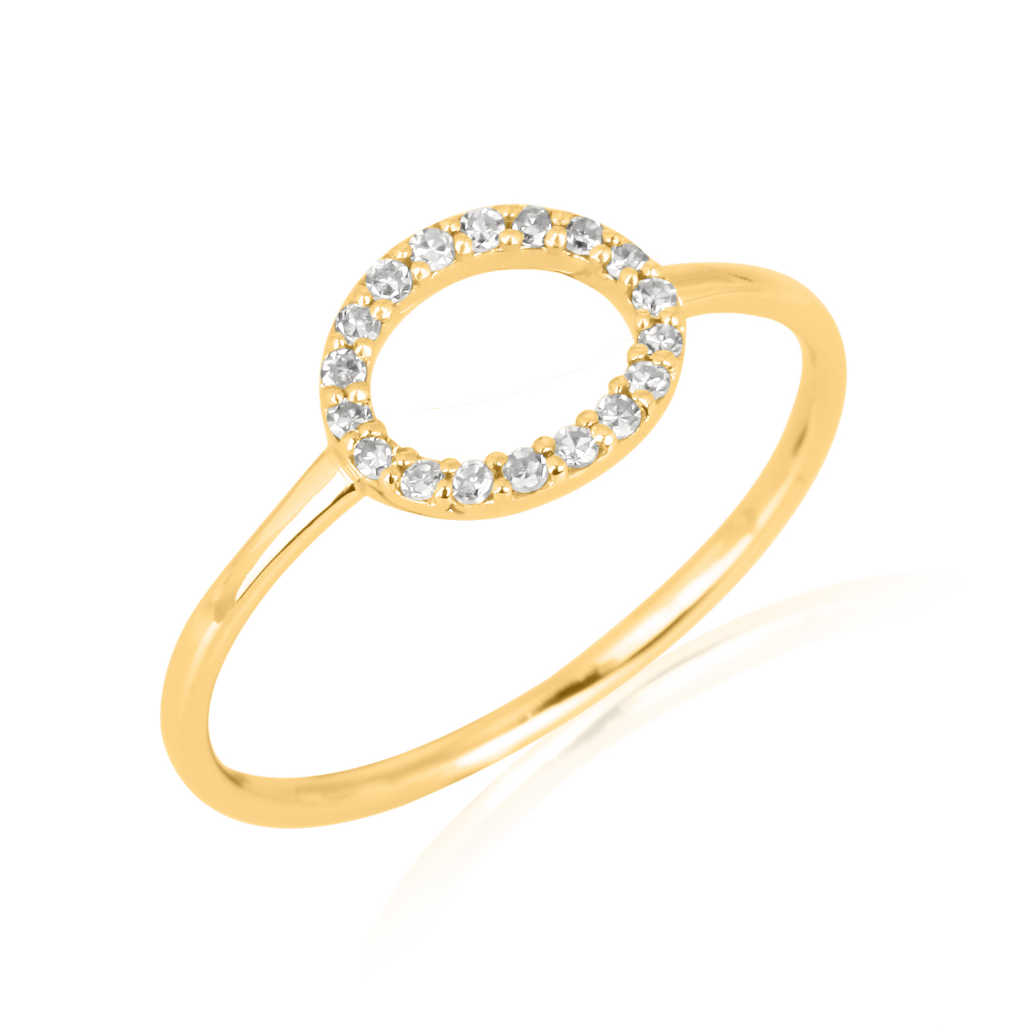 Yellow Gold Single Line Diamond Oval Ring