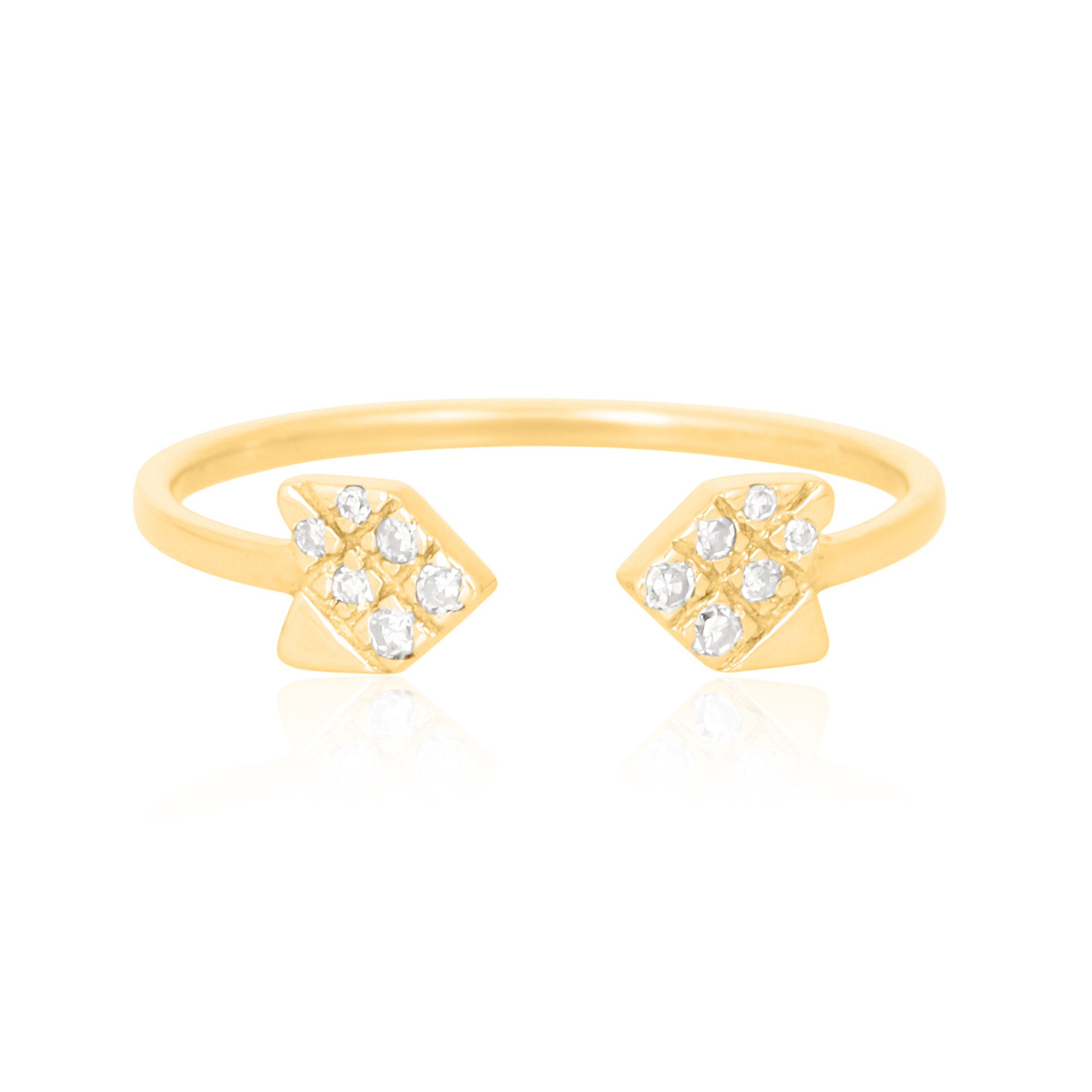 Yellow Gold Arrow Gap Diamond Ring