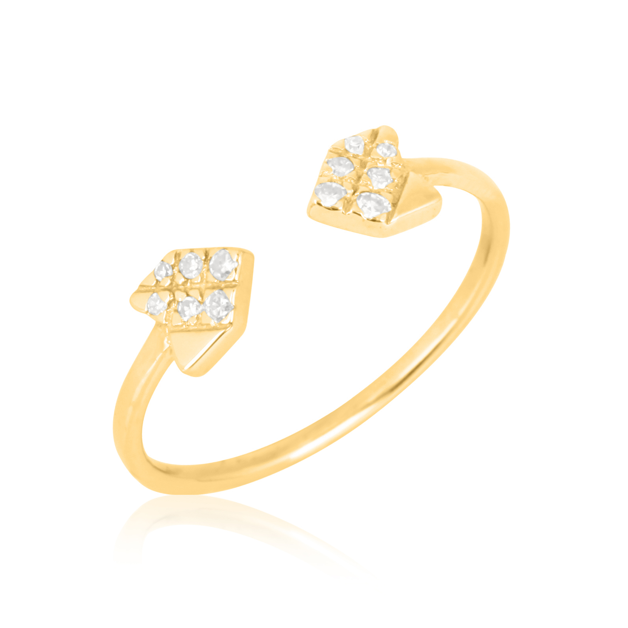Yellow Gold Arrow Gap Diamond Ring