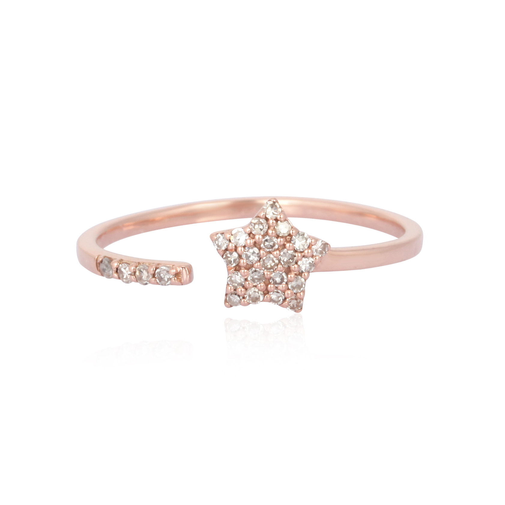 Rose Gold Star Diamond Open Band Ring