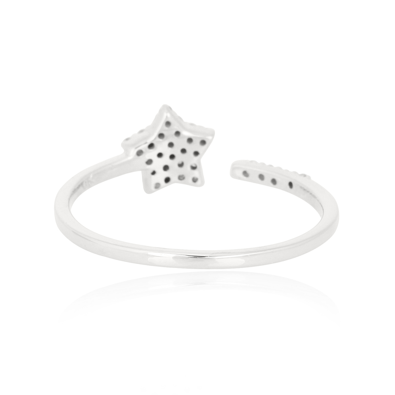 White Gold Star Diamond Open Band Ring