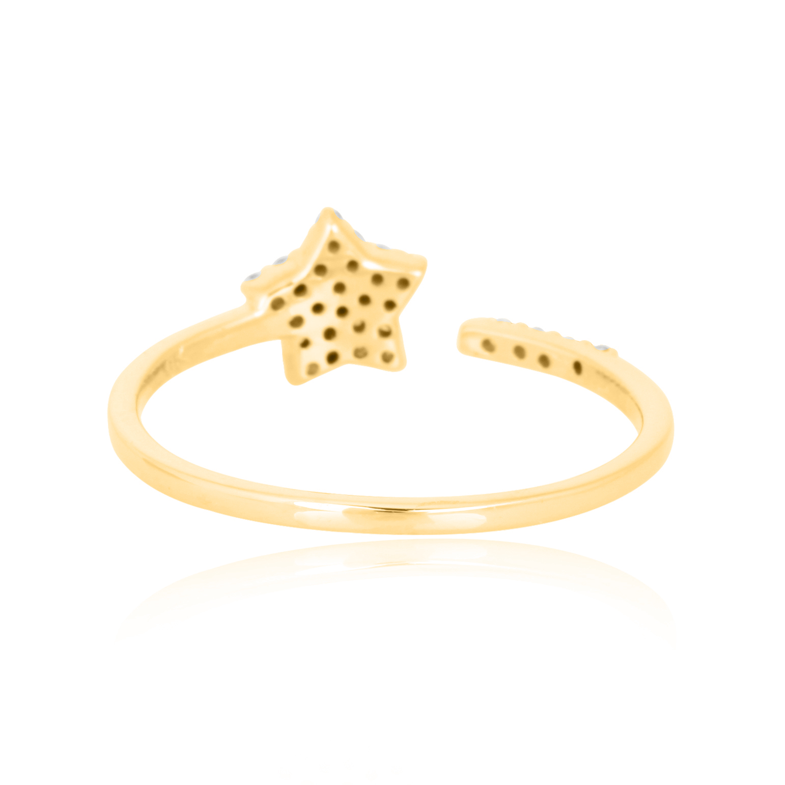 Yellow Gold Star Diamond Open Band Ring