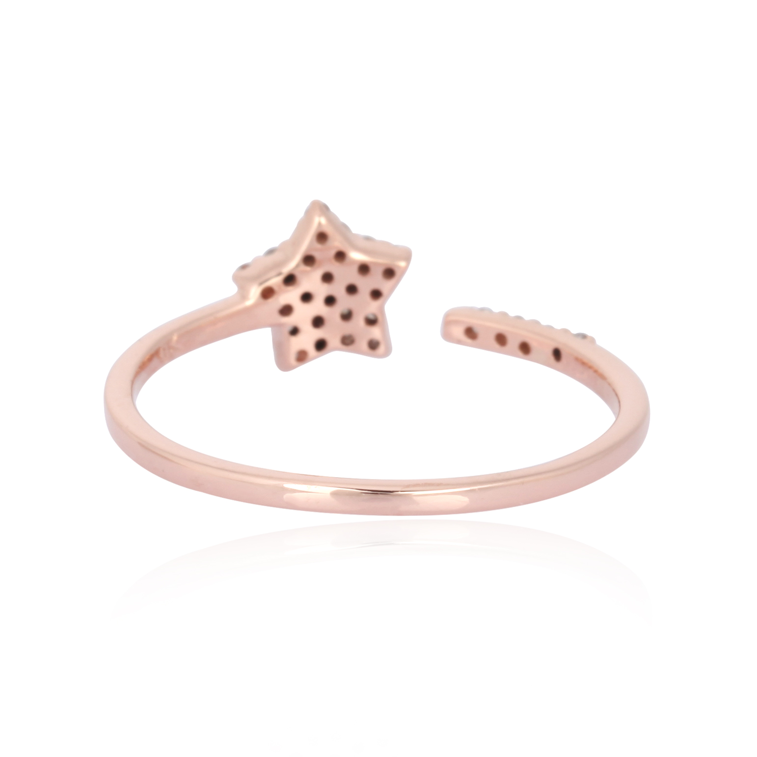 Rose Gold Star Diamond Open Band Ring