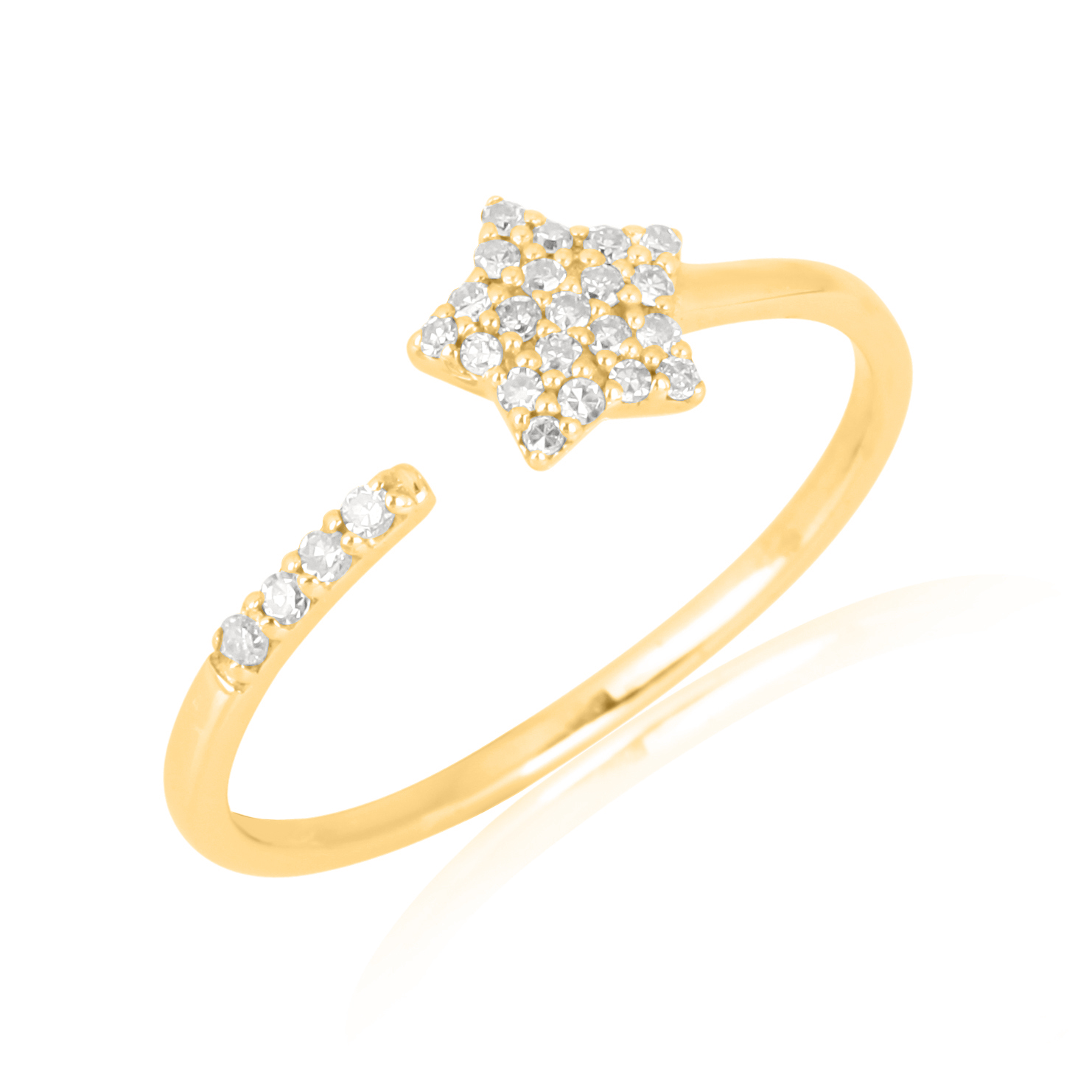 Yellow Gold Star Diamond Open Band Ring