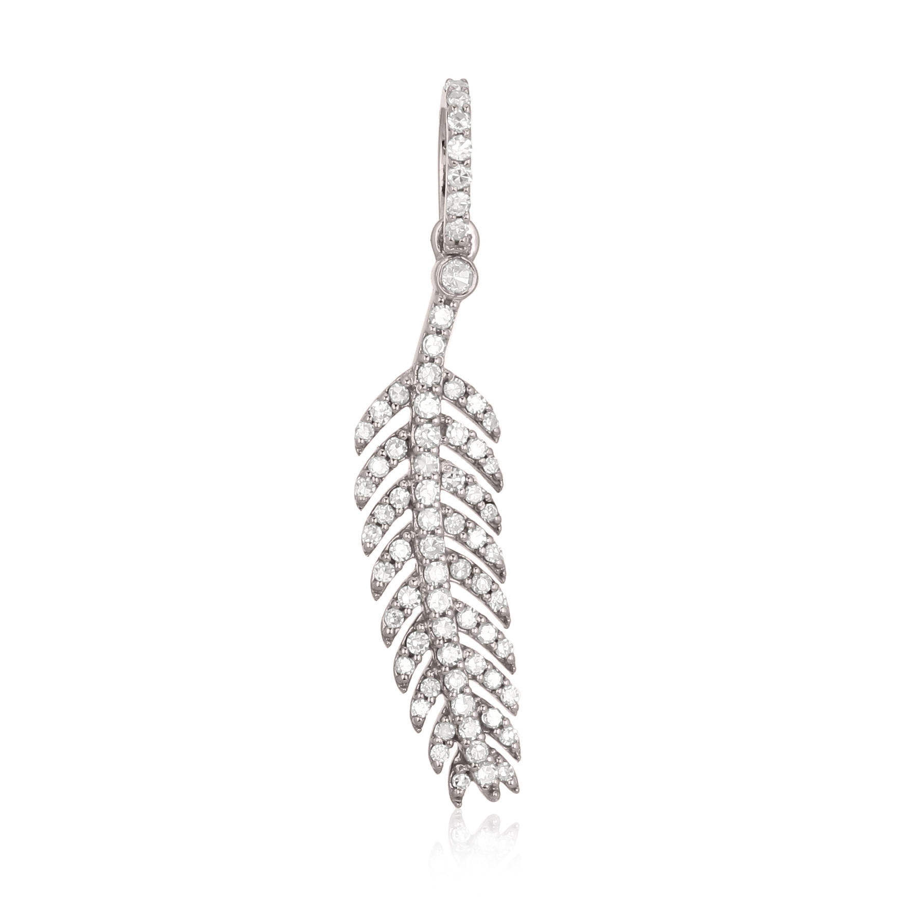 Sterling Silver Leaf Diamond Pendant