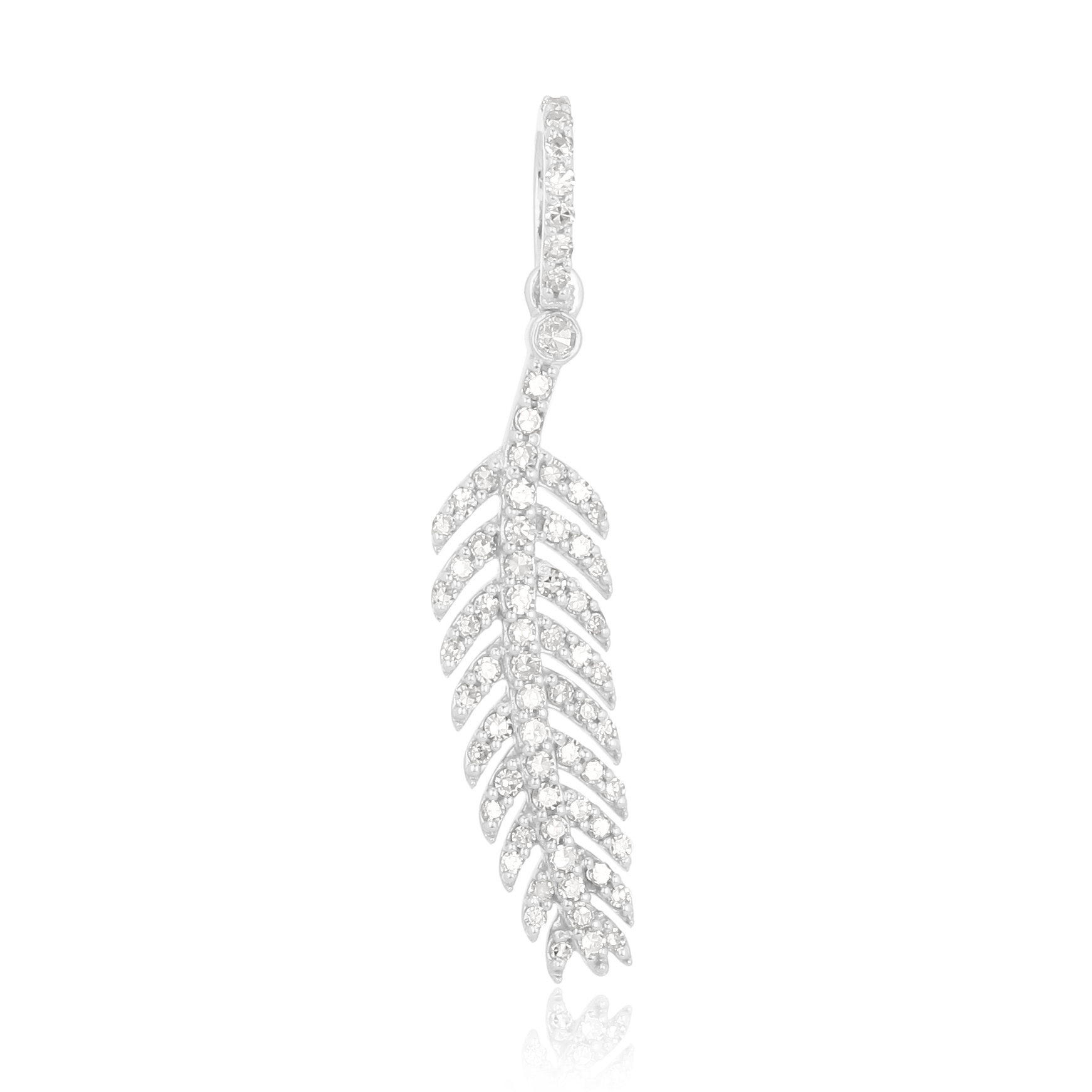 Sterling Silver Leaf Diamond Pendant
