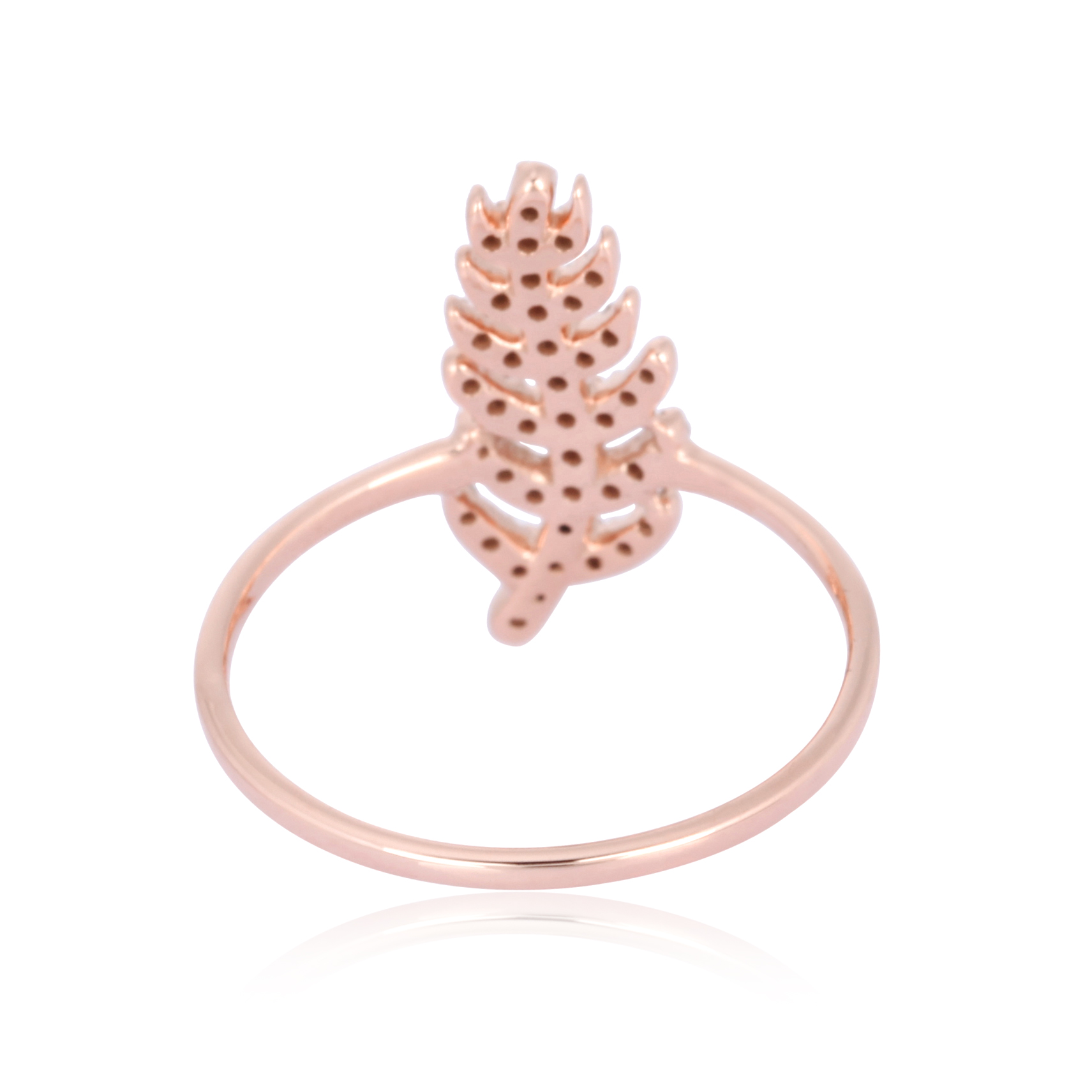 Rose Gold Diamond Straight Leaf Ring