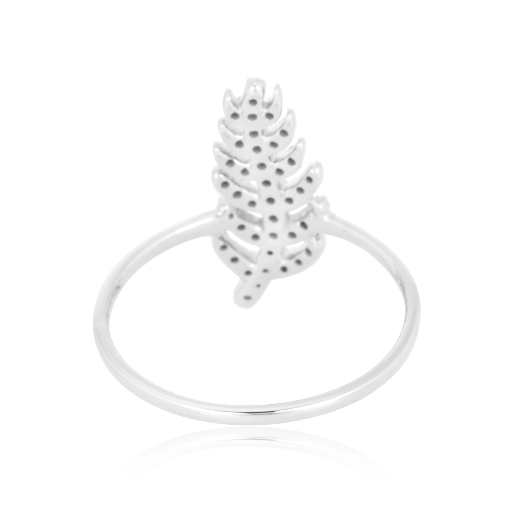 White Gold Diamond Straight Leaf Ring