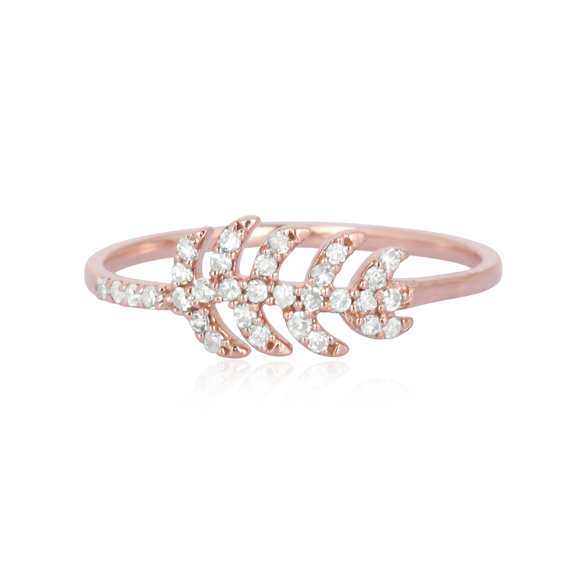 Rose Gold Diamond Leaf Ring
