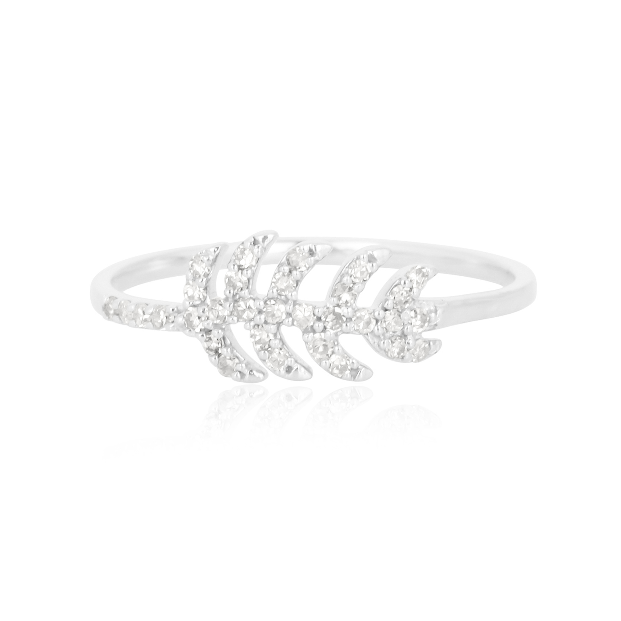 White Gold Diamond Leaf Ring