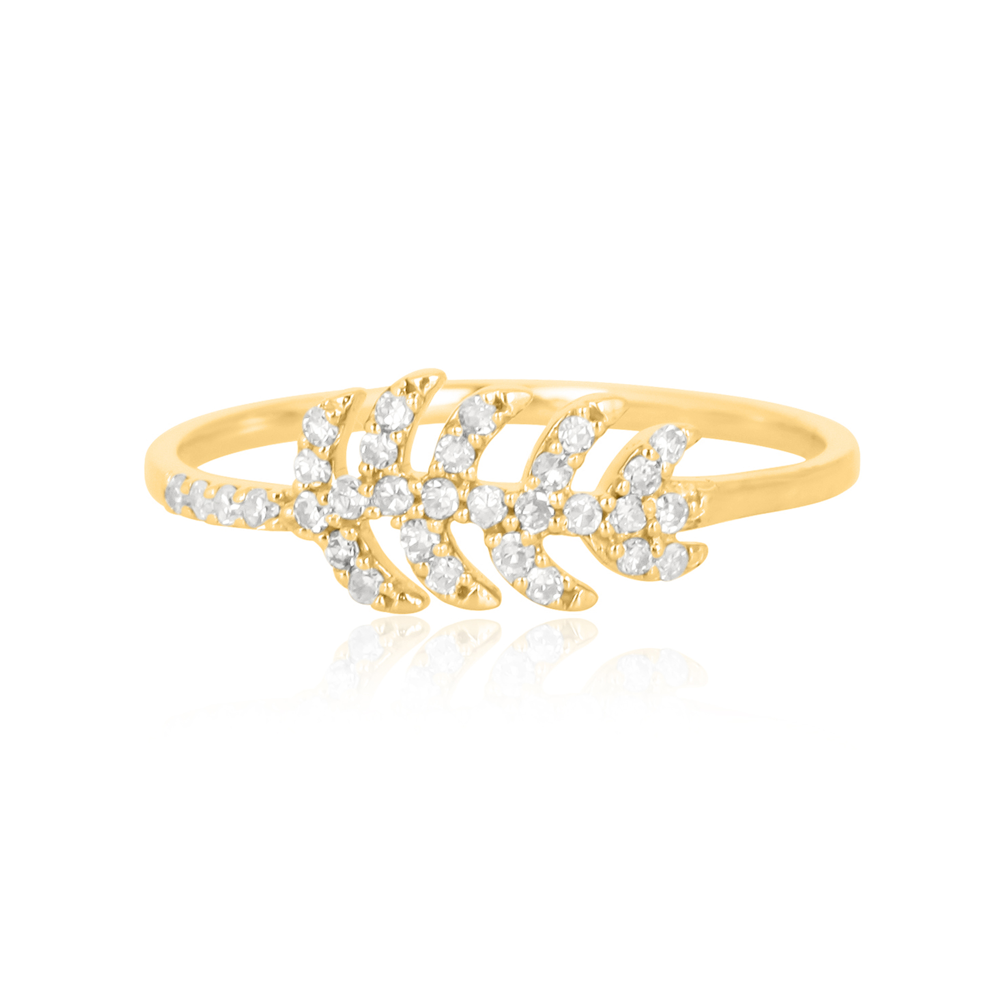 Yellow Gold Diamond Leaf Ring