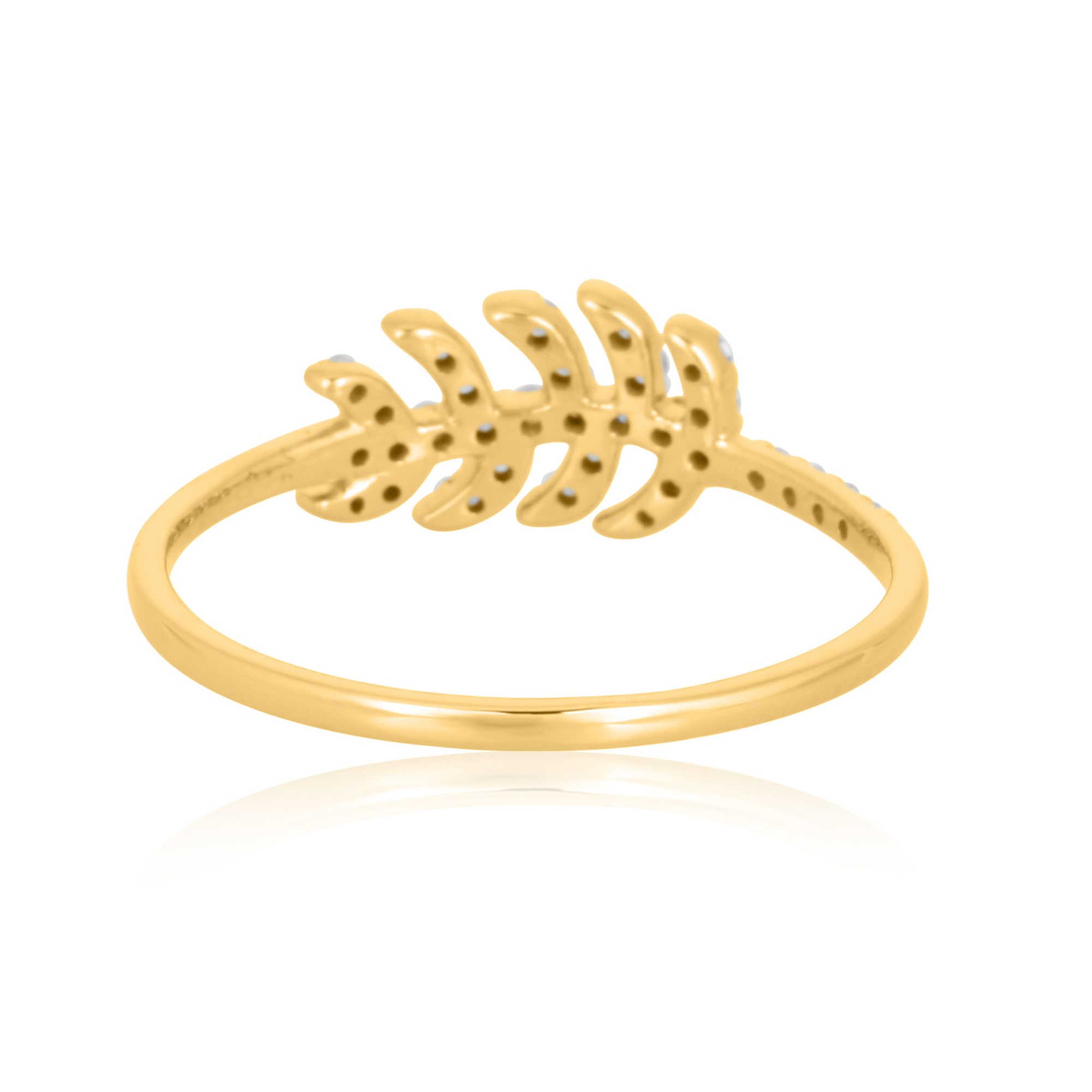 Yellow Gold Diamond Leaf Ring