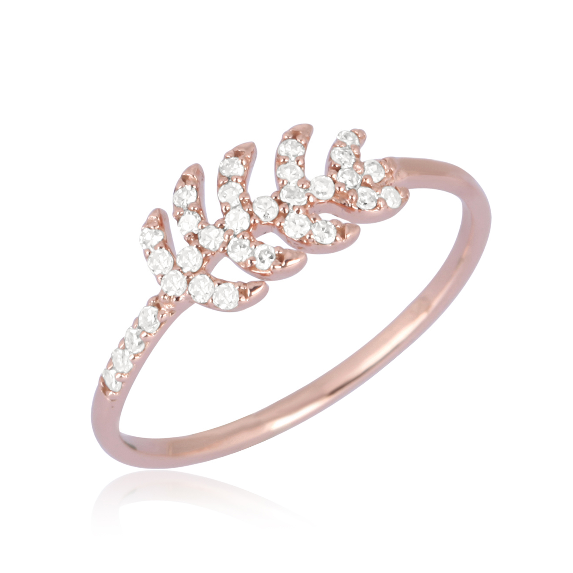 Rose Gold Diamond Leaf Ring