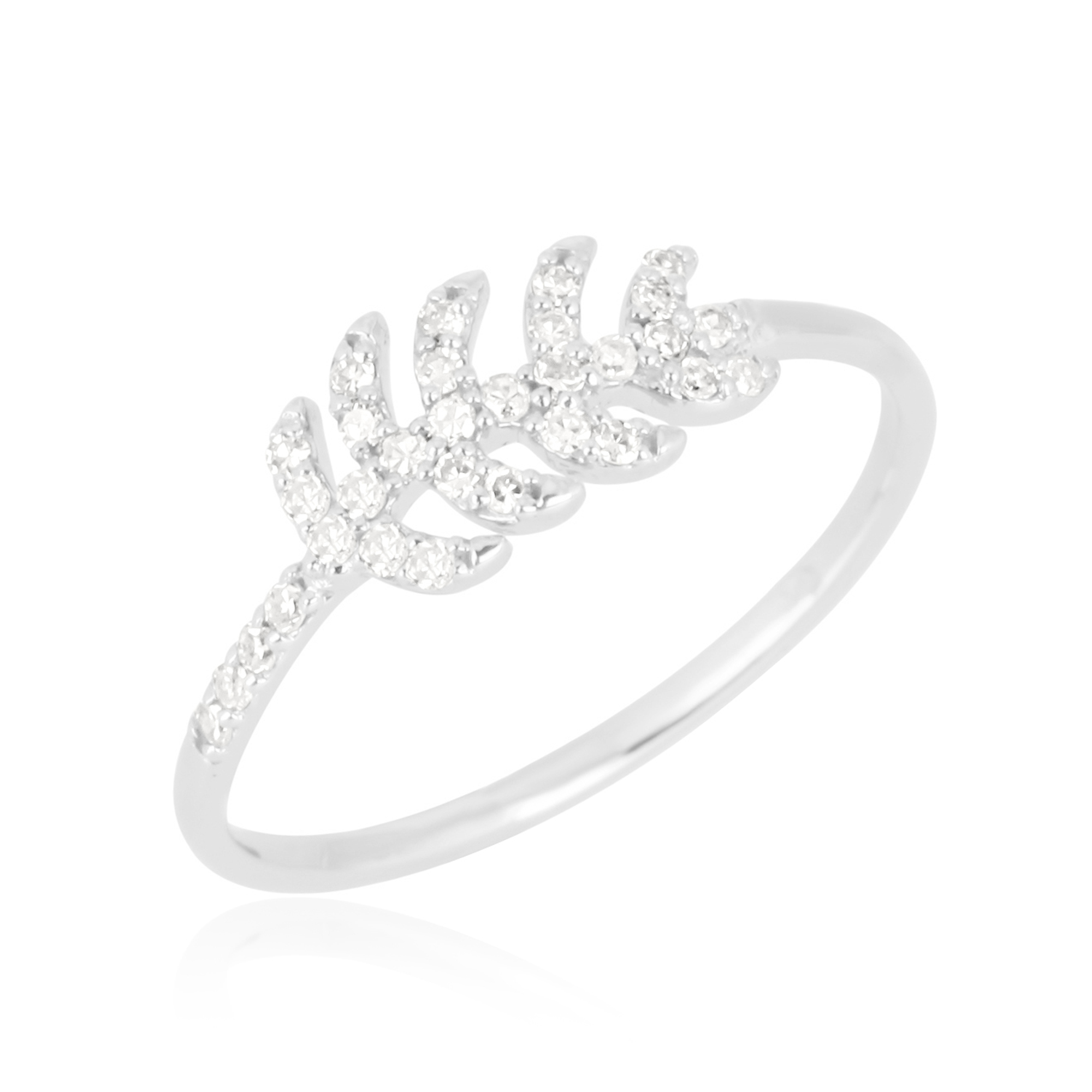 White Gold Diamond Leaf Ring