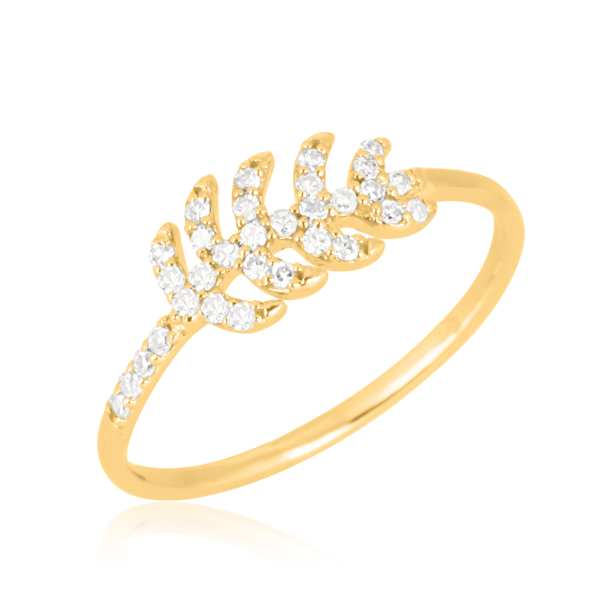 Yellow Gold Diamond Leaf Ring
