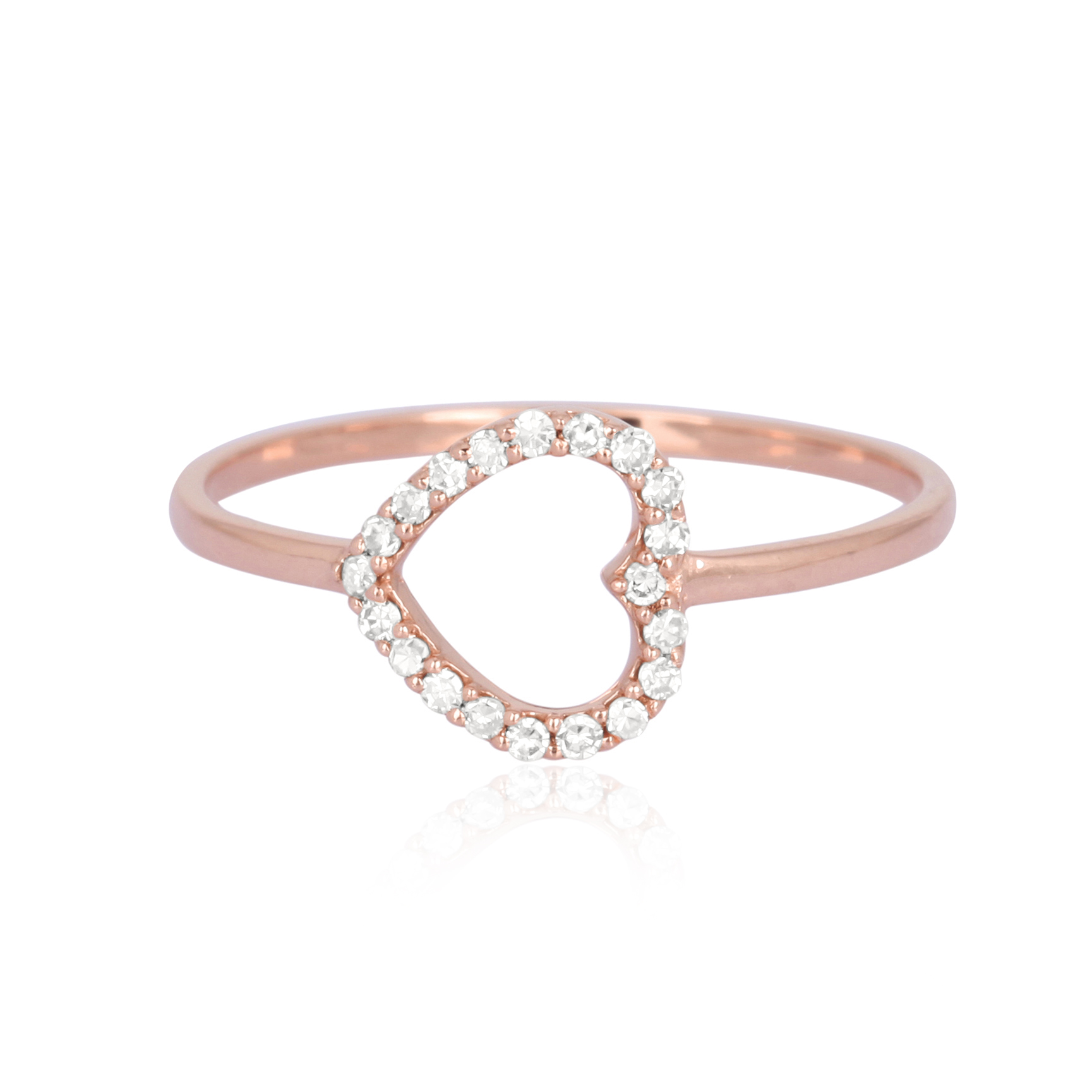 Rose Gold Open Heart Diamond Ring