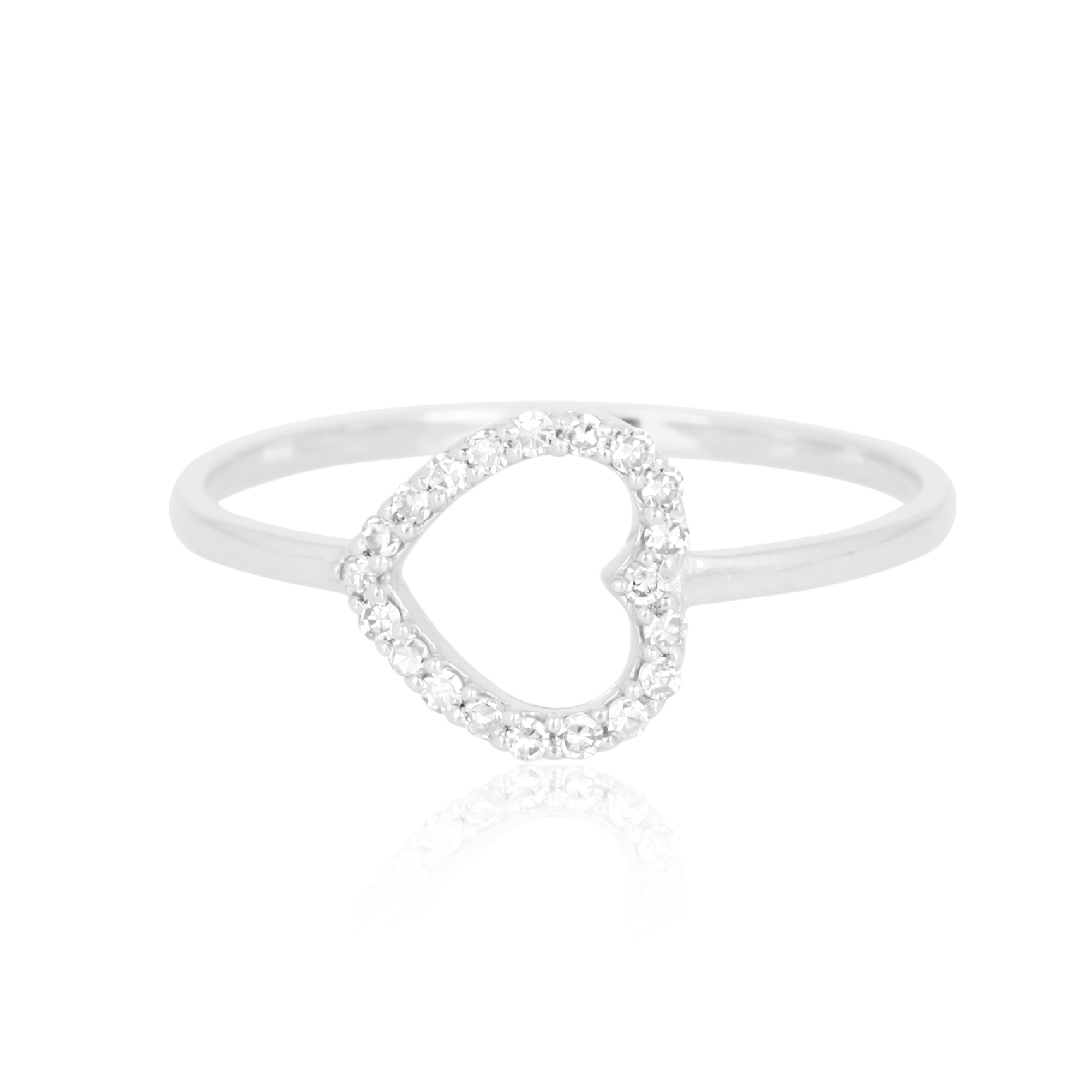 White Gold Open Heart Diamond Ring