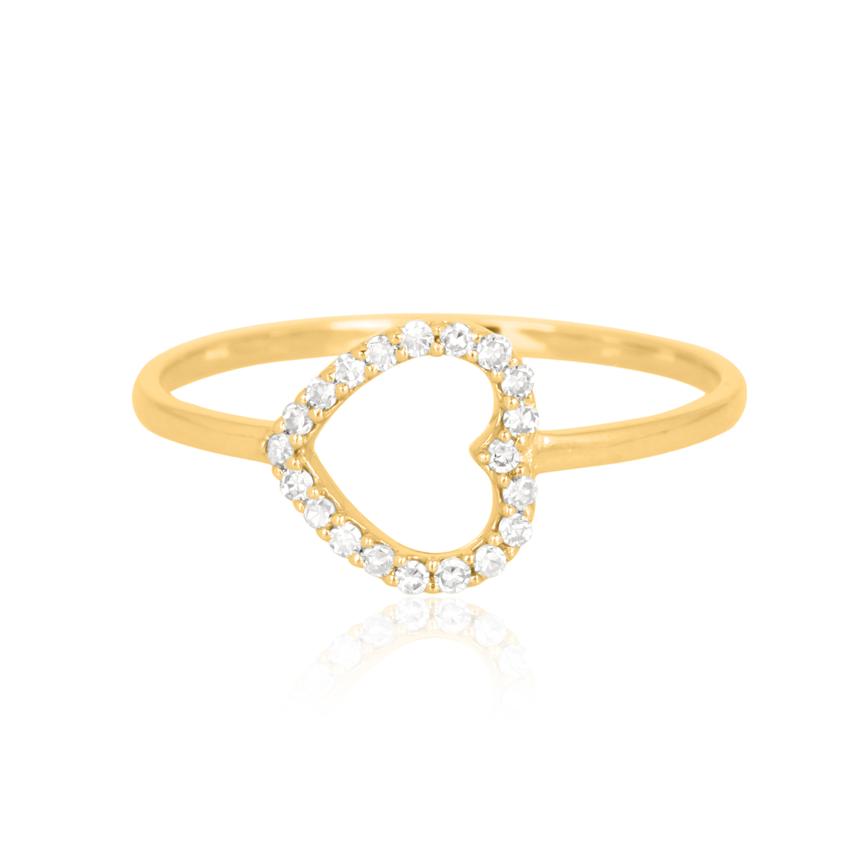 Yellow Gold Open Heart Diamond Ring