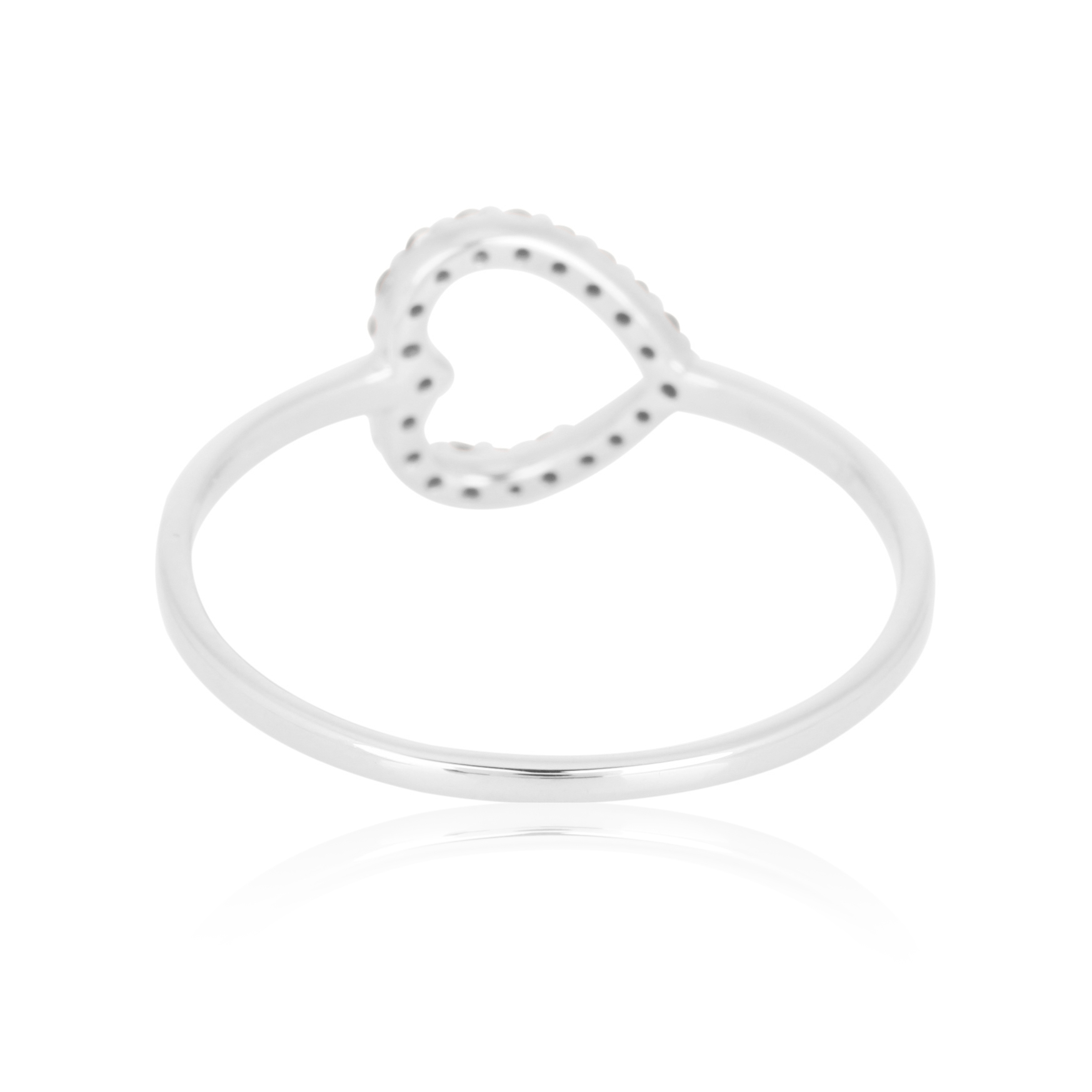 White Gold Open Heart Diamond Ring