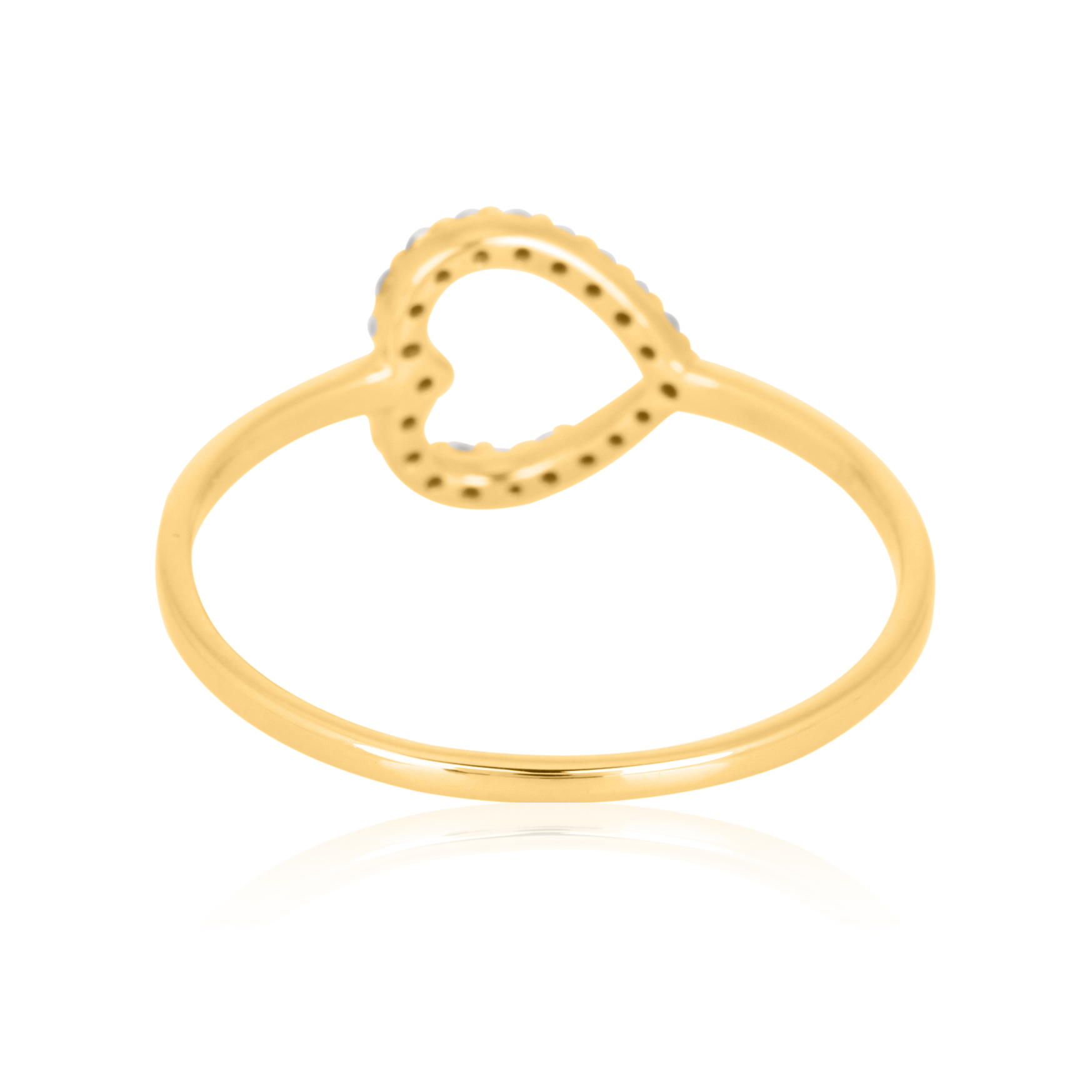 Yellow Gold Open Heart Diamond Ring