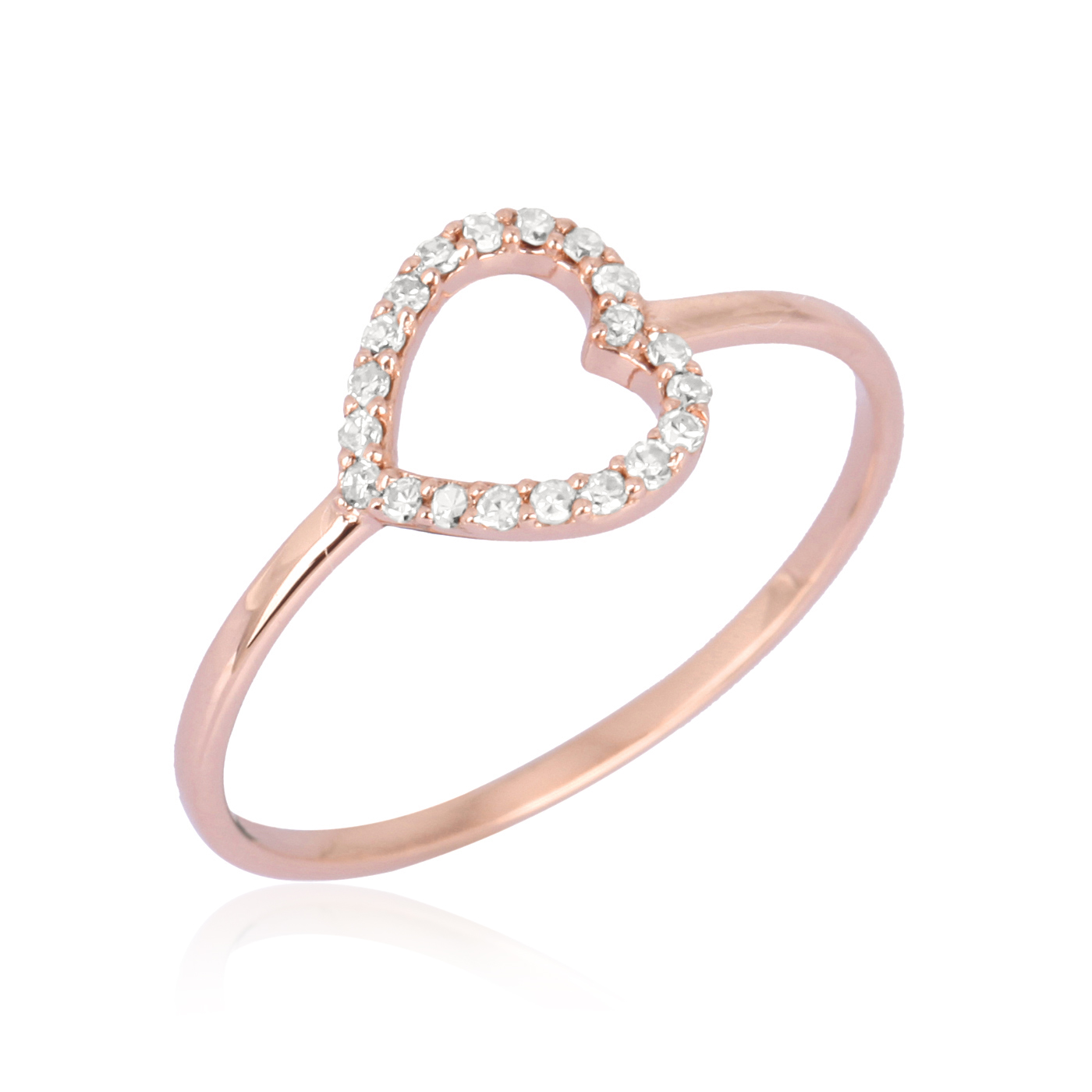 Rose Gold Open Heart Diamond Ring