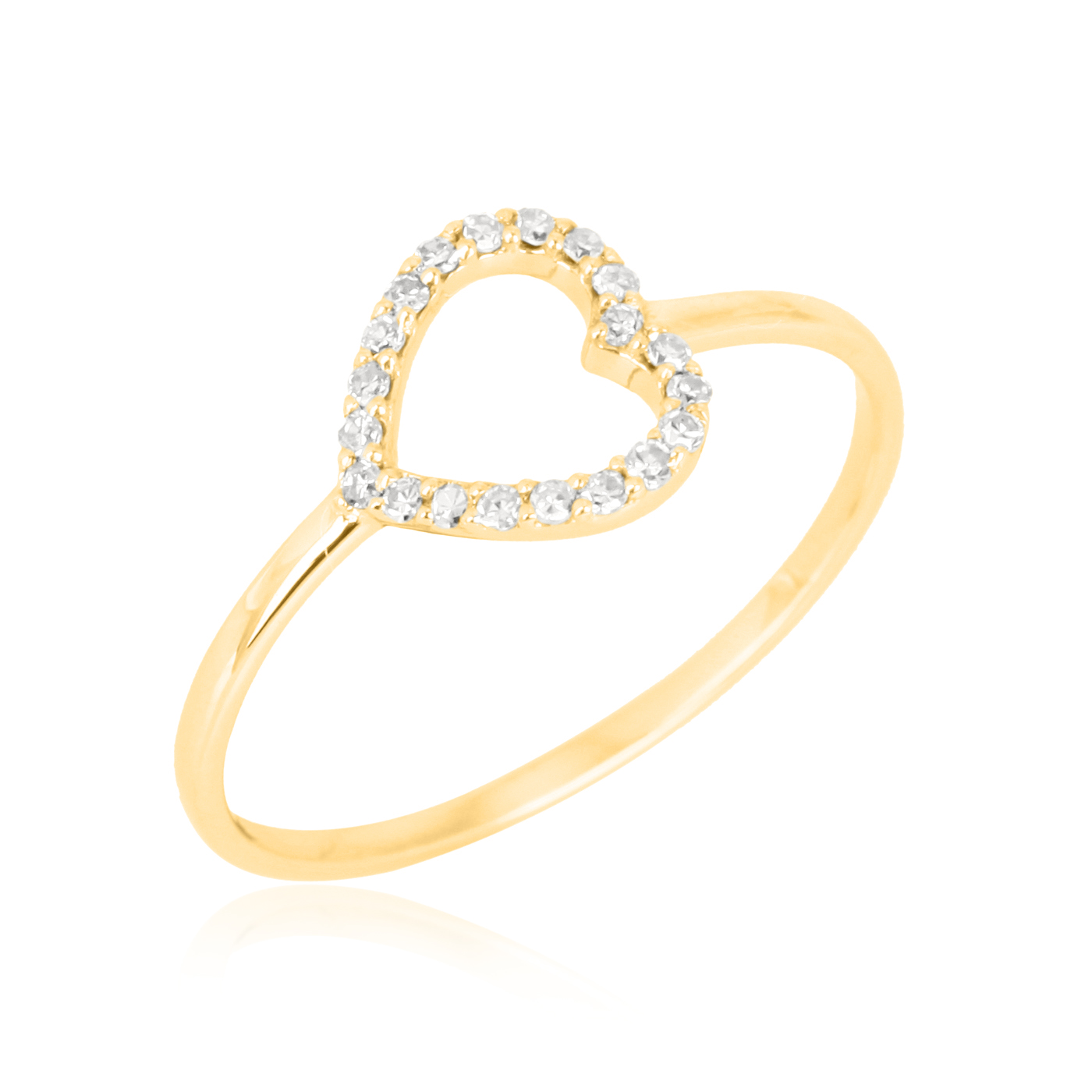 Yellow Gold Open Heart Diamond Ring