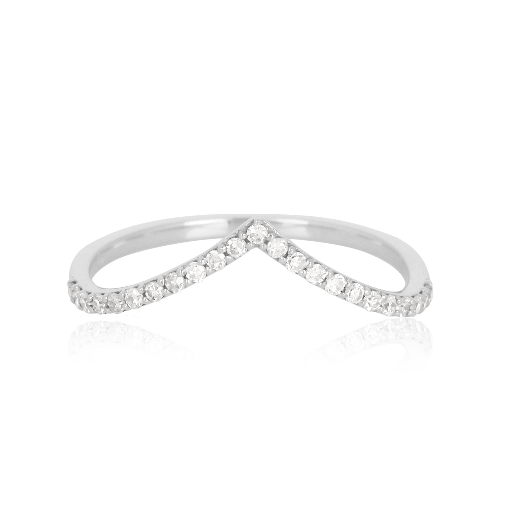 White Gold Diamond Single line V Band
