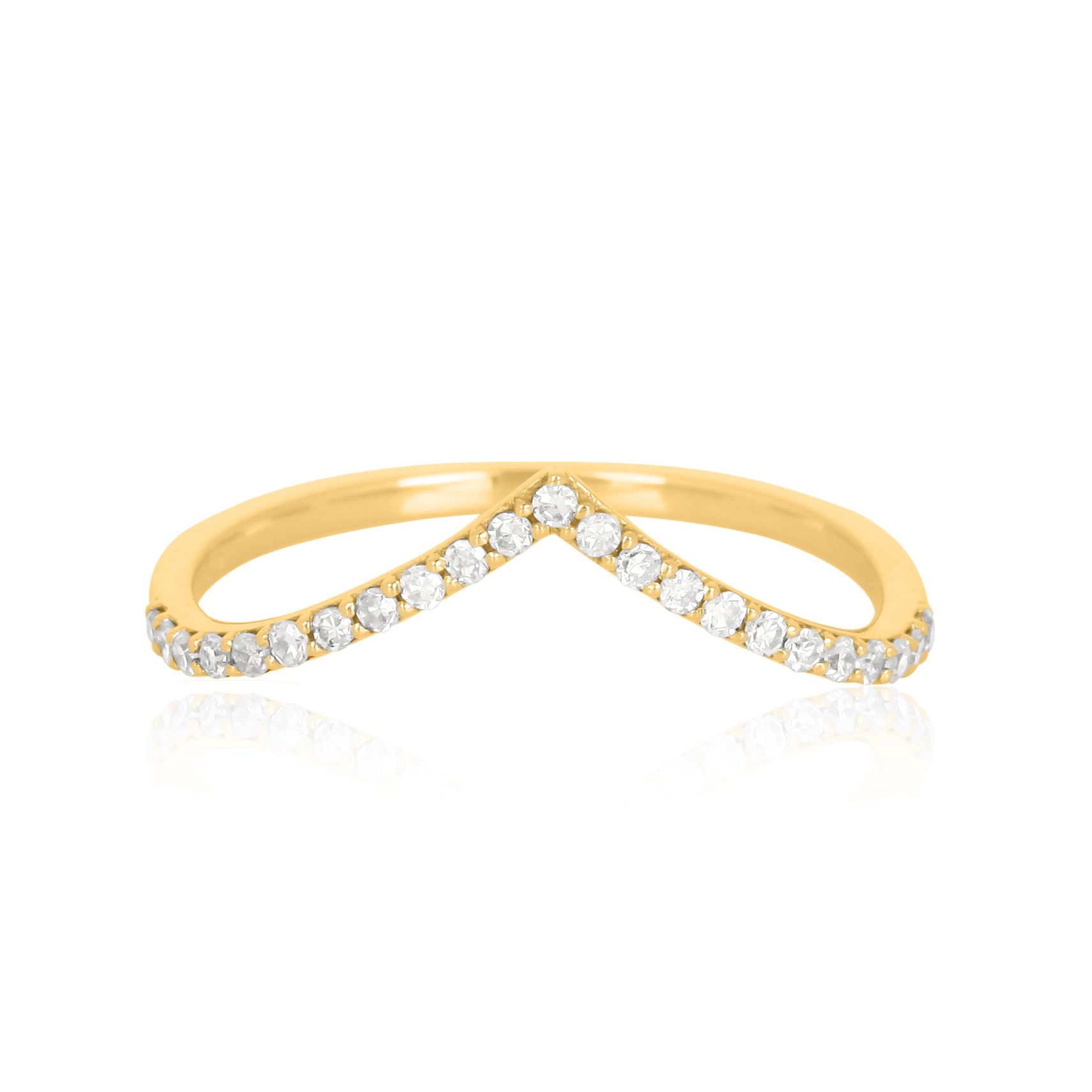 Yellow Gold Diamond Single line V Band