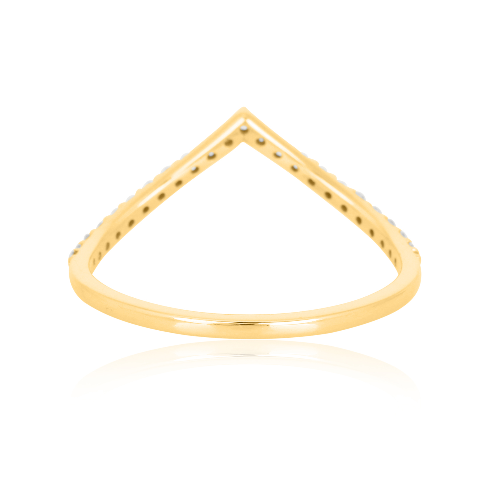 Yellow Gold Diamond Single line V Band