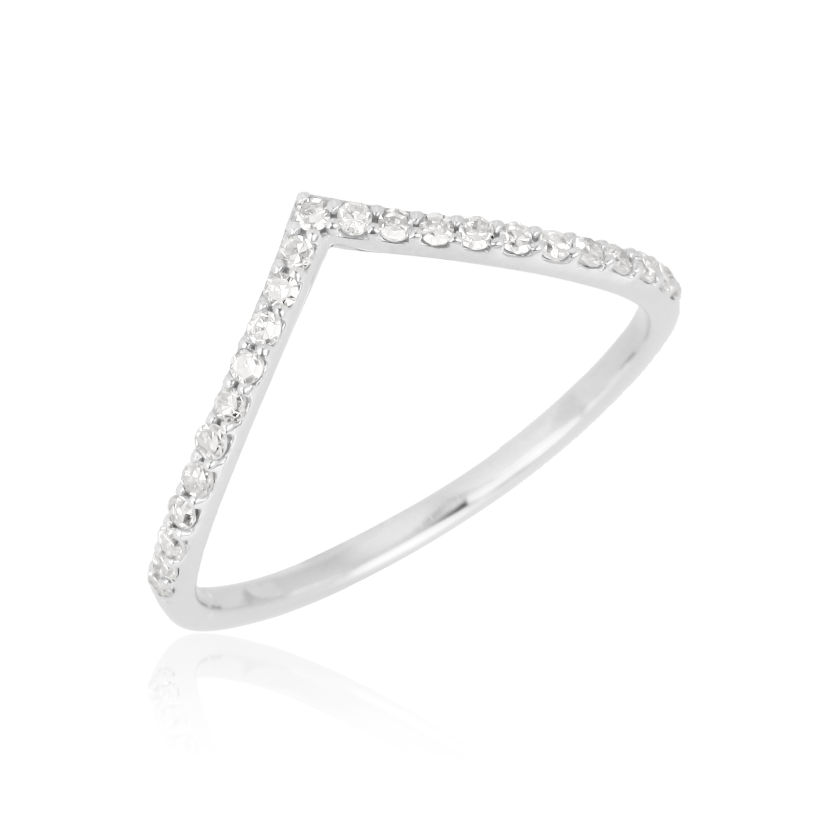 White Gold Diamond Single line V Band
