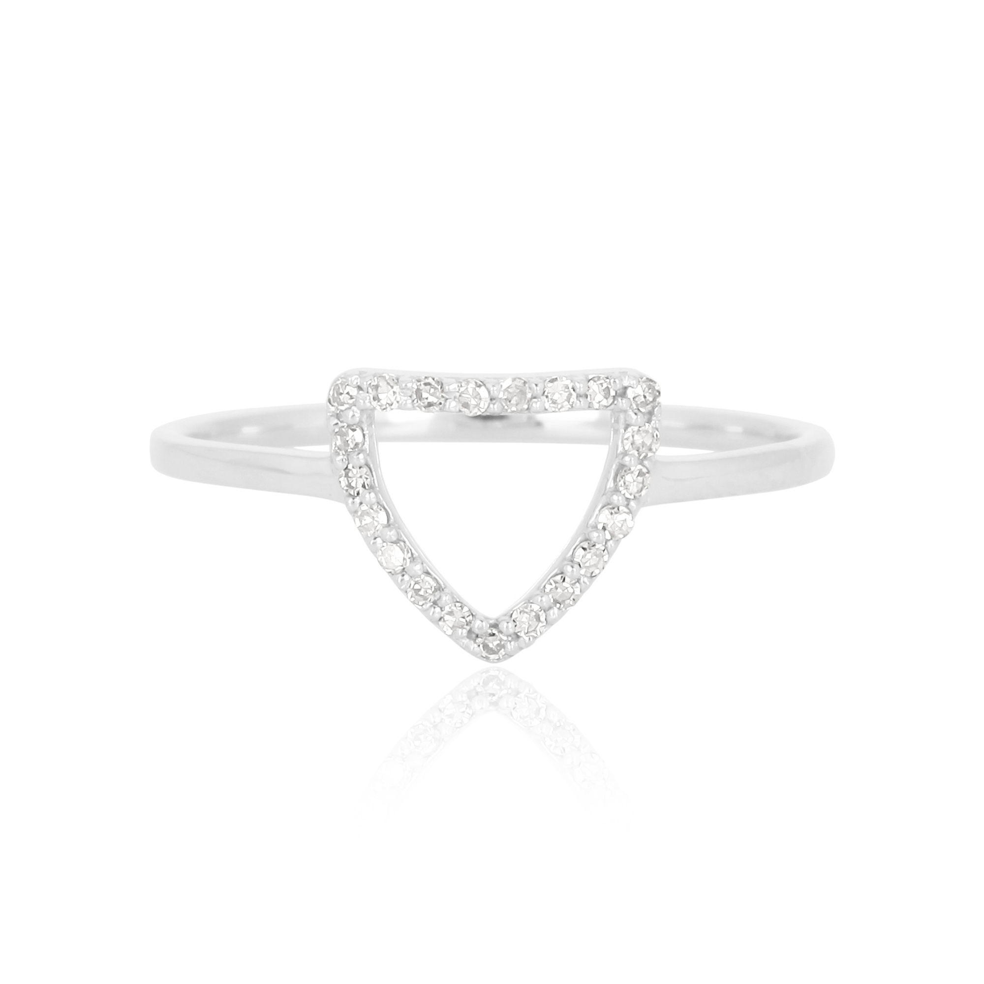 White Gold Diamond Single line Trillion Ring