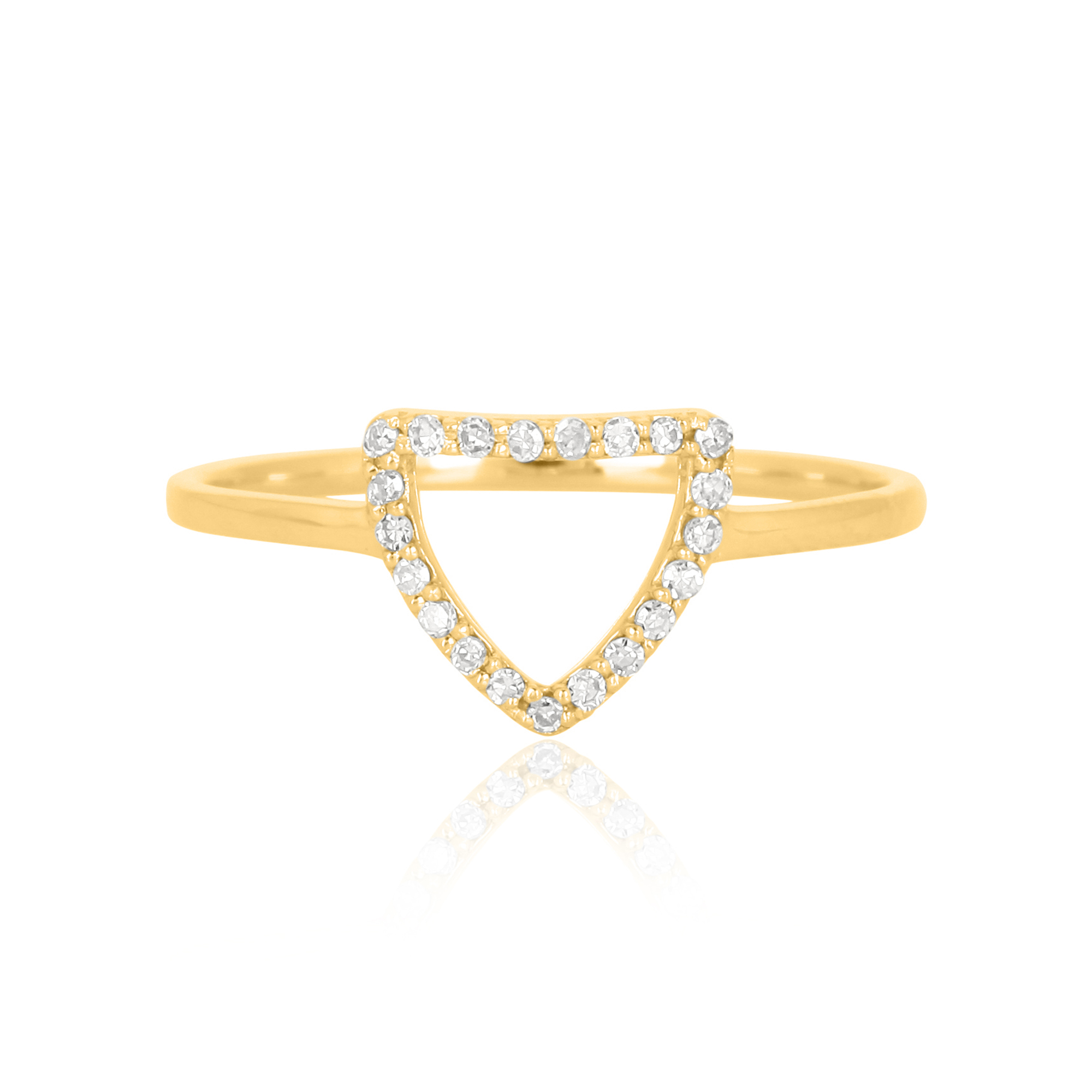 Yellow Gold Diamond Single line Trillion Ring