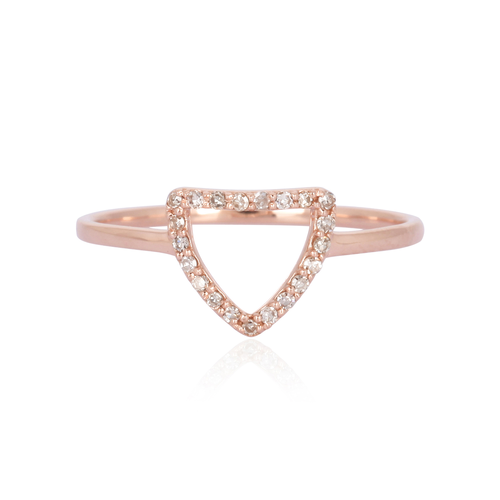 Rose Gold Diamond Single line Trillion Ring