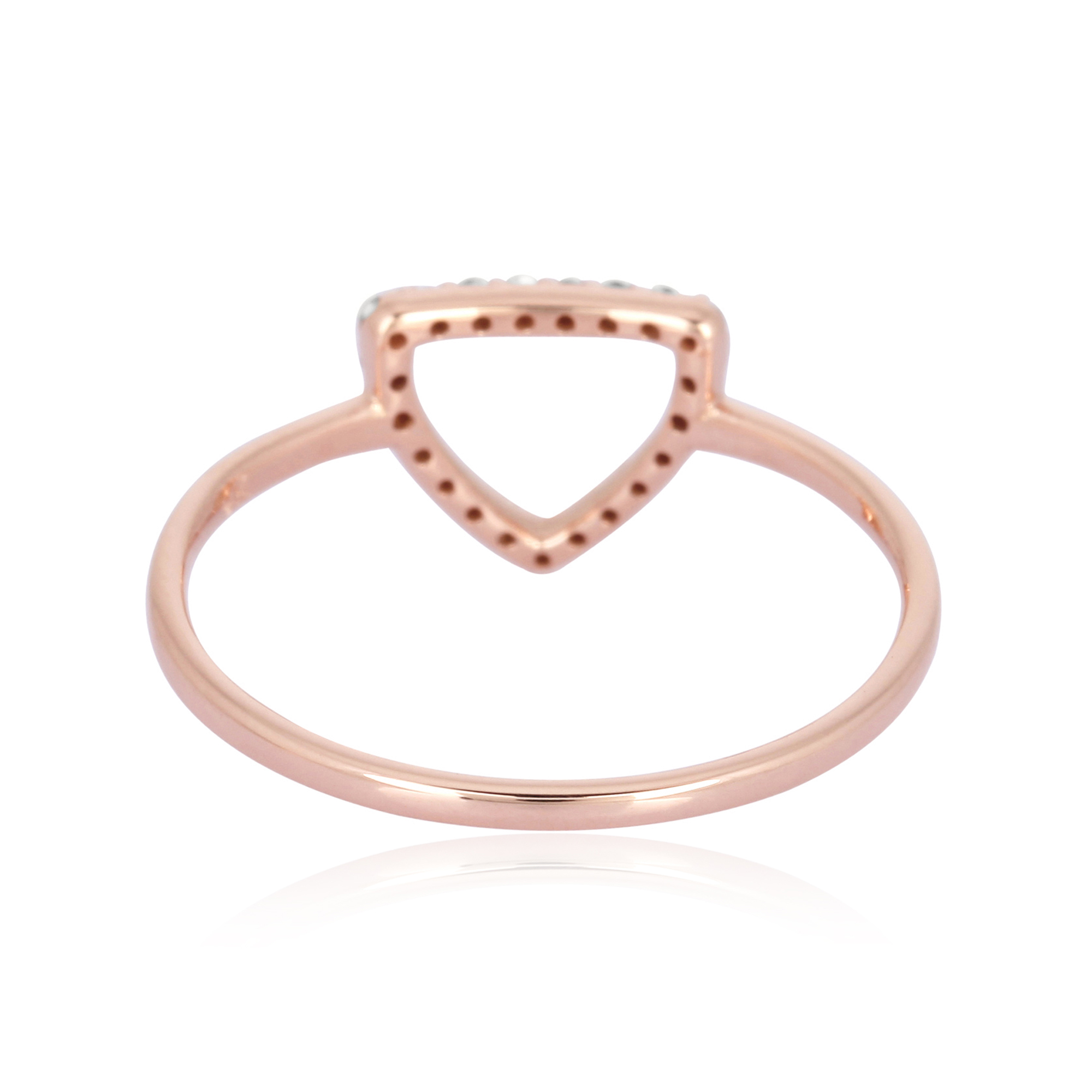 Rose Gold Diamond Single line Trillion Ring