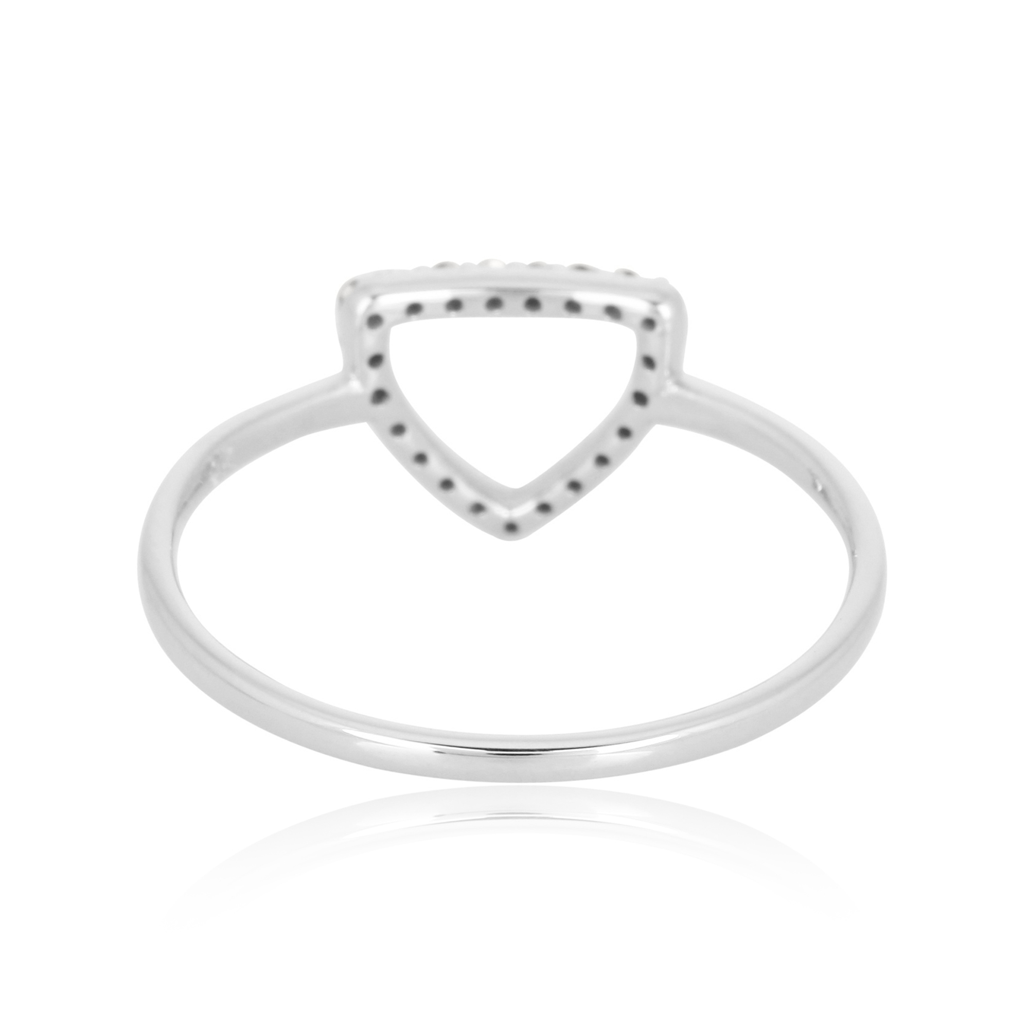 White Gold Diamond Single line Trillion Ring