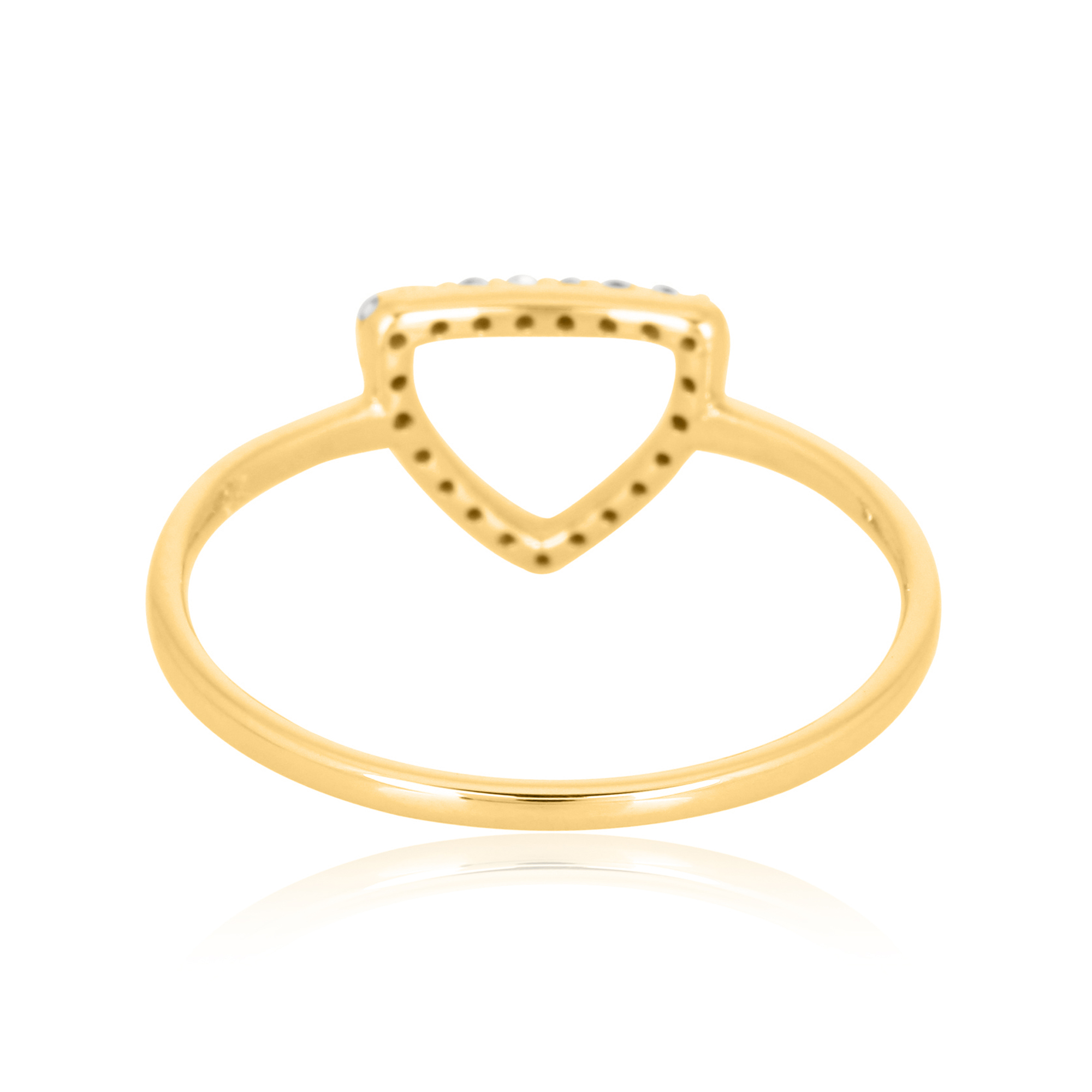 Yellow Gold Diamond Single line Trillion Ring