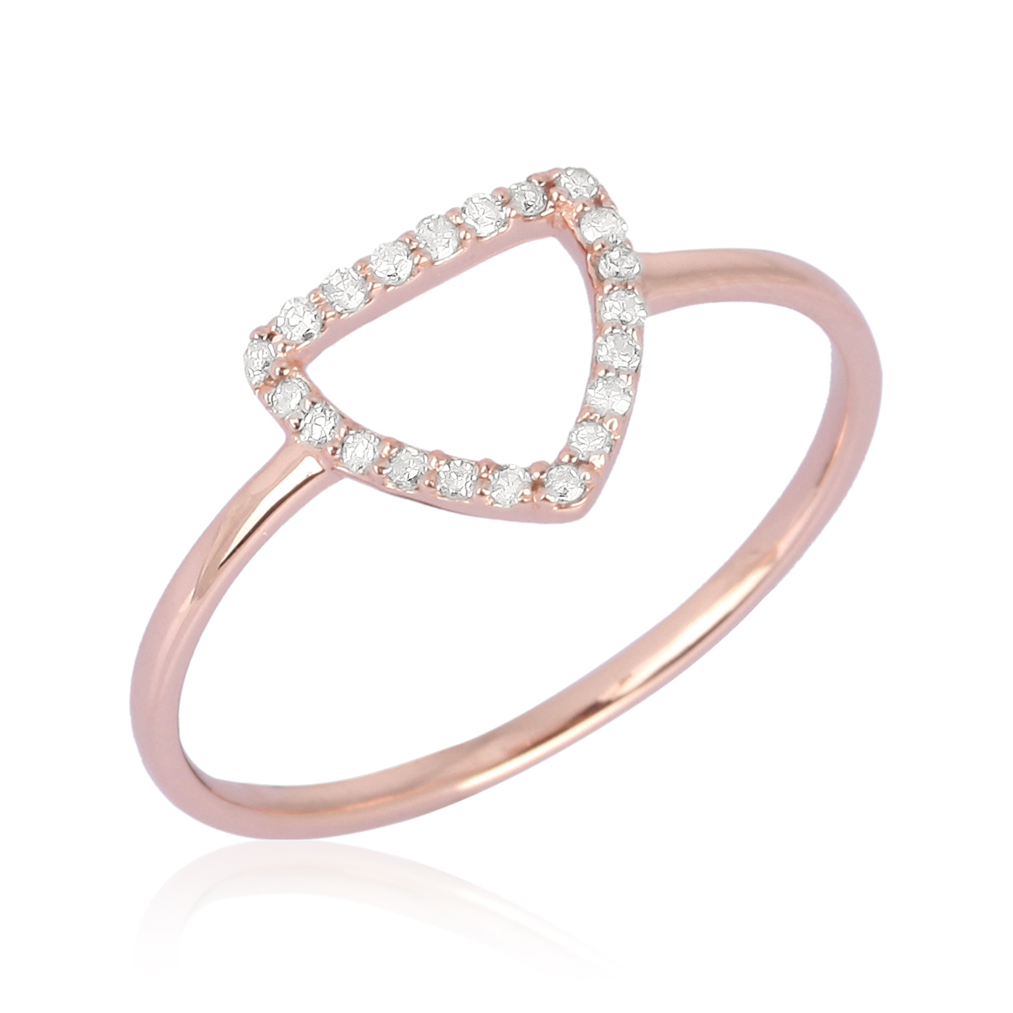 Rose Gold Diamond Single line Trillion Ring